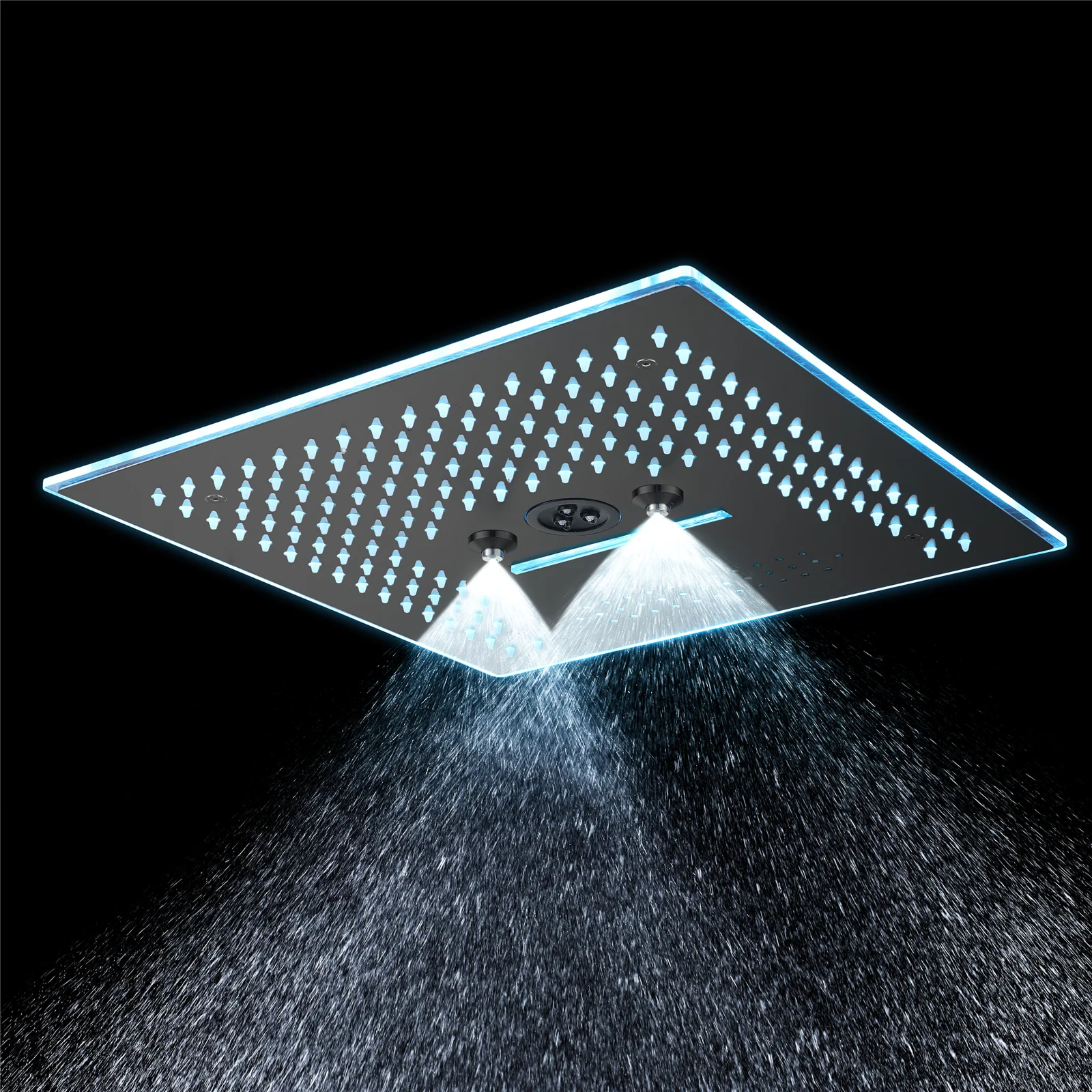 Flushed Mounted Matte Black 16'' x 16'' Shower Head: Featuring 64 LED Lights, Music, Rainfall, Waterfall, Mist, 360 Degrees Rotation, and Hydro Jet Technology - Image 3