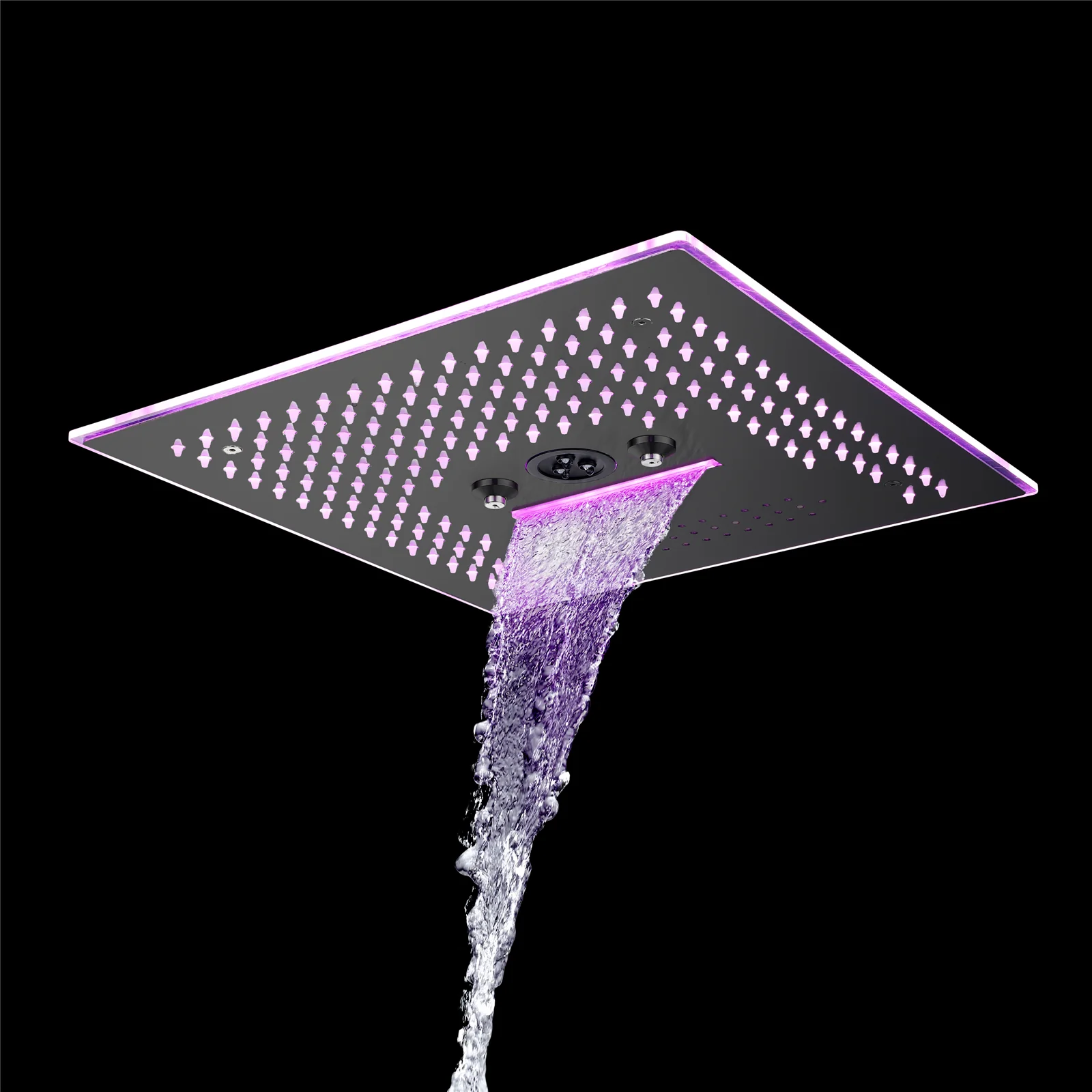 Flushed Mounted Matte Black 16'' x 16'' Shower Head: Featuring 64 LED Lights, Music, Rainfall, Waterfall, Mist, 360 Degrees Rotation, and Hydro Jet Technology - Image 4