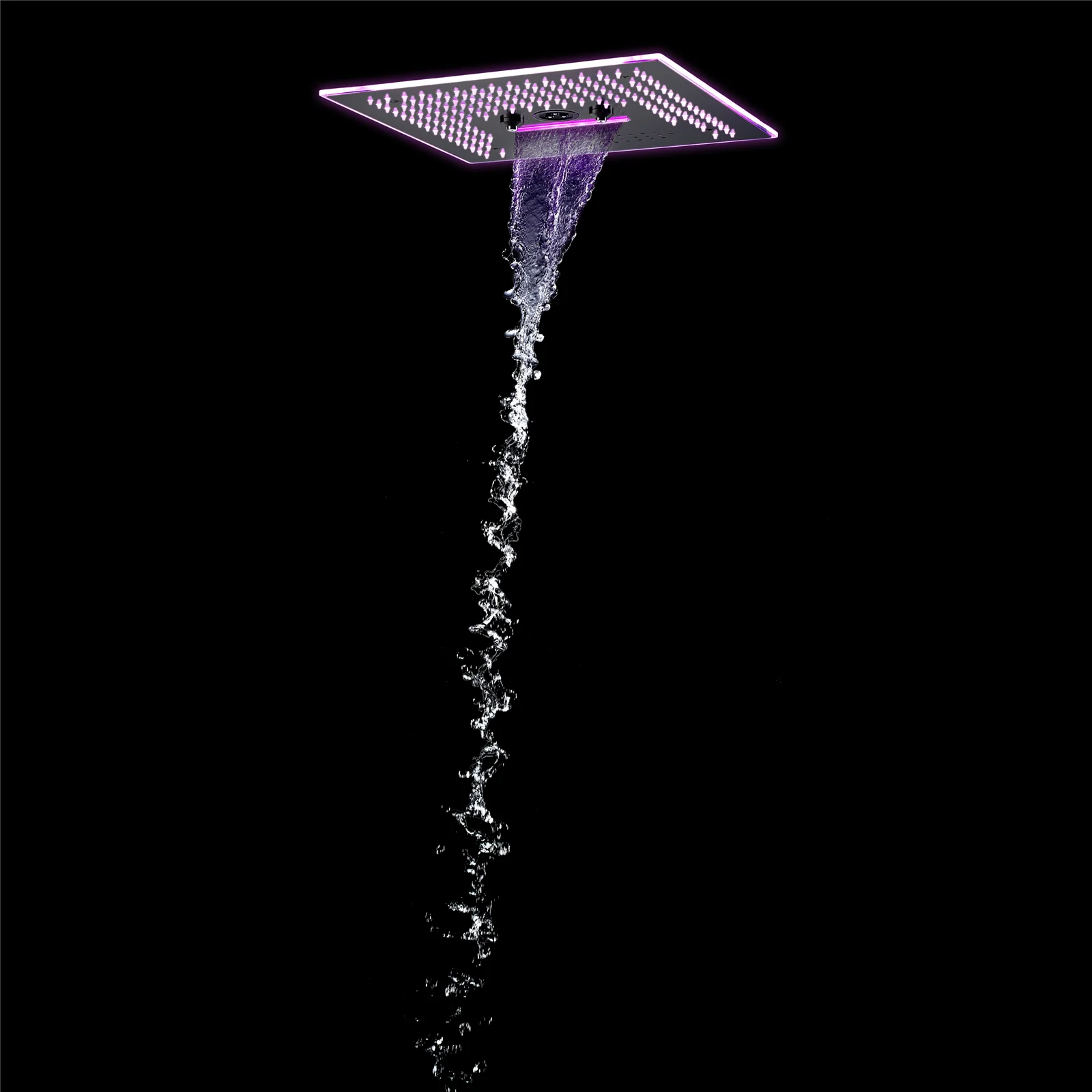 Flushed Mounted Matte Black 16'' x 16'' Shower Head: Featuring 64 LED Lights, Music, Rainfall, Waterfall, Mist, 360 Degrees Rotation, and Hydro Jet Technology - Image 8