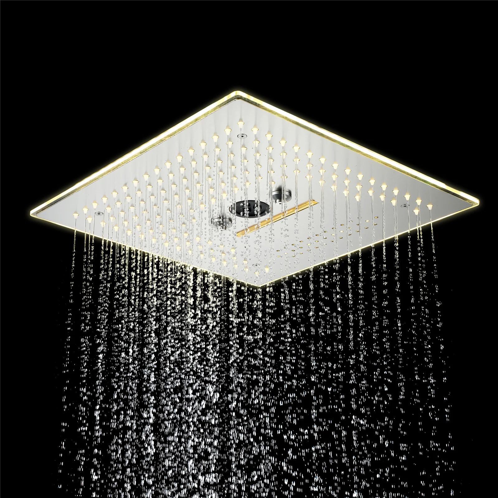 Flushed Mounted Brushed Nickel 16'' x 16'' Shower Head: Featuring 64 LED Lights, Music, Rainfall, Waterfall, Mist, 360 Degrees Rotation, and Hydro Jet Technology - Image 11