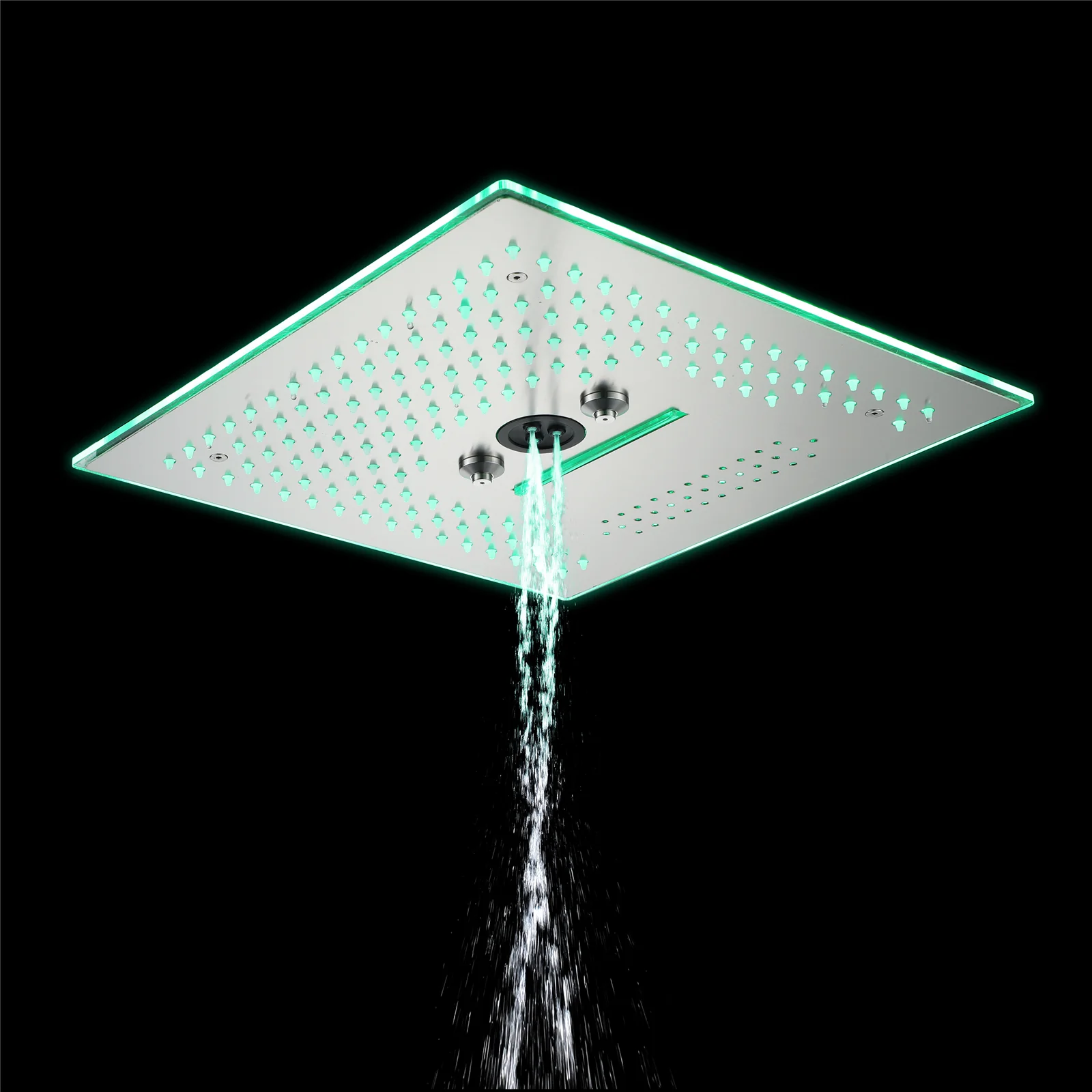 Flushed Mounted Brushed Nickel 16'' x 16'' Shower Head: Featuring 64 LED Lights, Music, Rainfall, Waterfall, Mist, 360 Degrees Rotation, and Hydro Jet Technology - Image 12