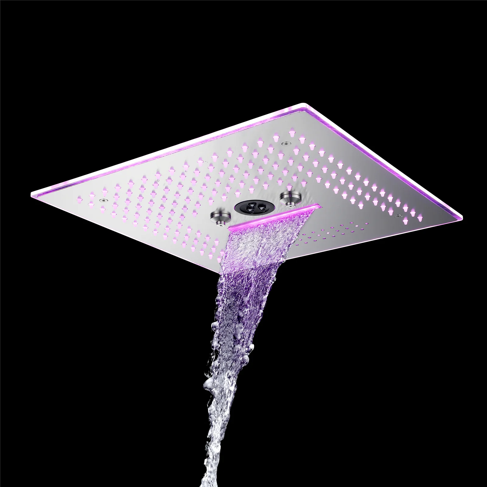Flushed Mounted Brushed Nickel 16'' x 16'' Shower Head: Featuring 64 LED Lights, Music, Rainfall, Waterfall, Mist, 360 Degrees Rotation, and Hydro Jet Technology - Image 13