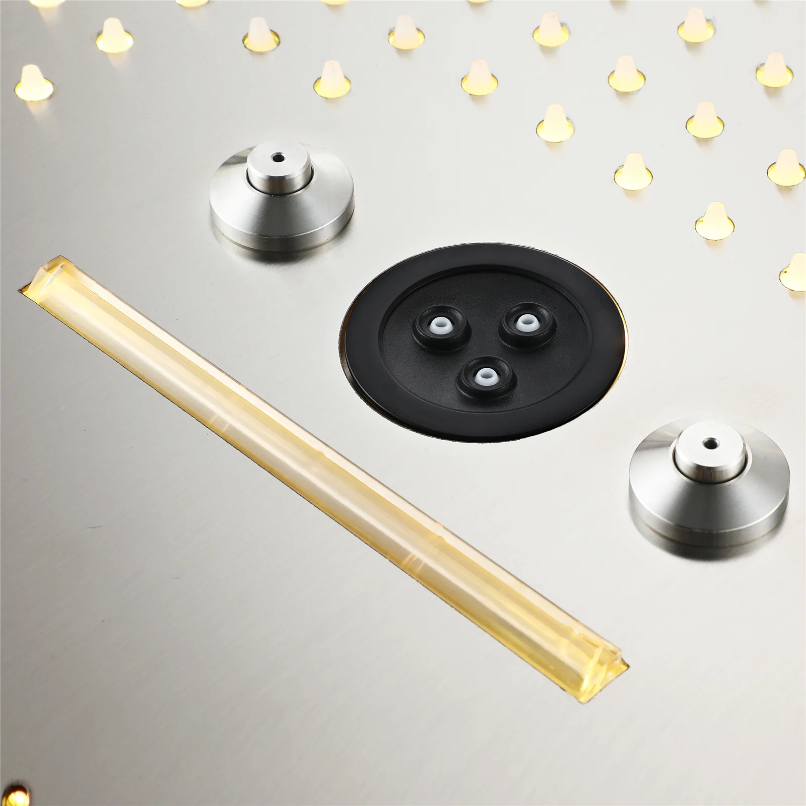 Flushed Mounted Brushed Nickel 16'' x 16'' Shower Head: Featuring 64 LED Lights, Music, Rainfall, Waterfall, Mist, 360 Degrees Rotation, and Hydro Jet Technology - Image 5