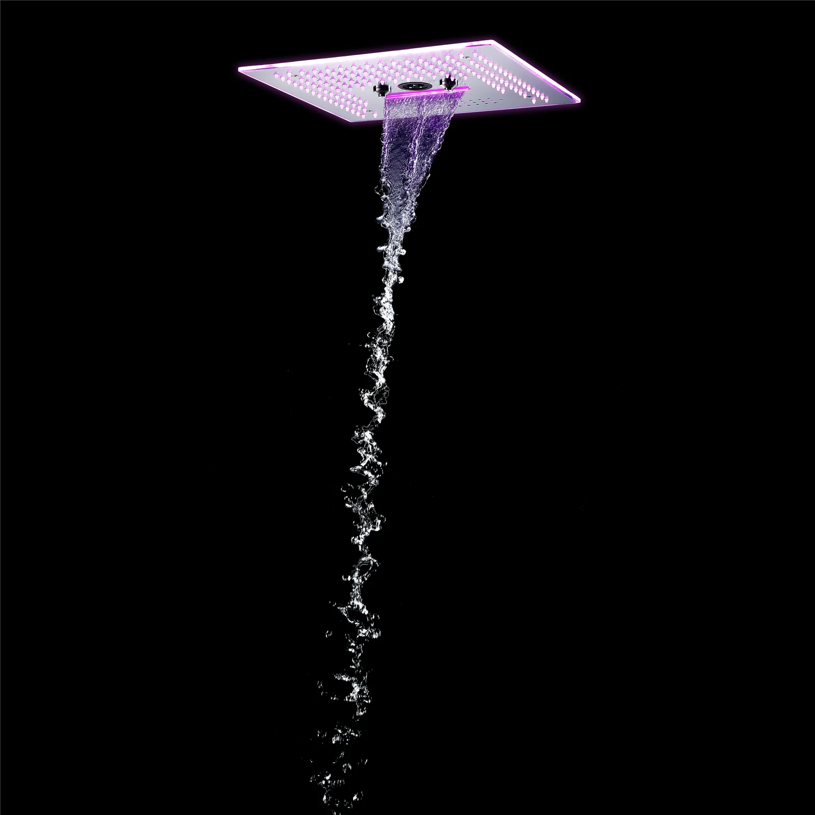 Flushed Mounted Brushed Nickel 16'' x 16'' Shower Head: Featuring 64 LED Lights, Music, Rainfall, Waterfall, Mist, 360 Degrees Rotation, and Hydro Jet Technology - Image 8