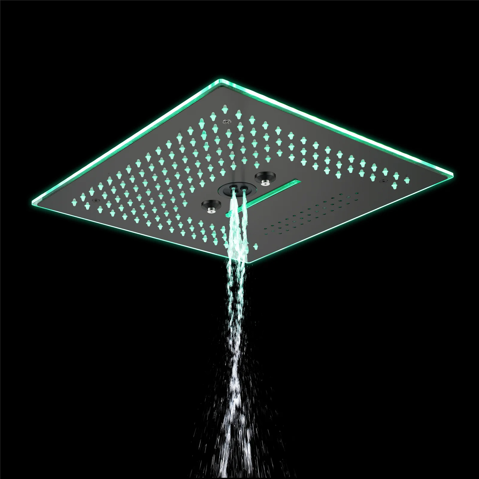 Matte Black 5-Way Thermostatic Shower Faucet: Available with or without Digital Display, Flush-Mounted 16-Inch Head, Rainfall, Waterfall, Mist, Hydro-Water Massage, 64-Color LED Lighting, and Bluetooth Music - Image 6