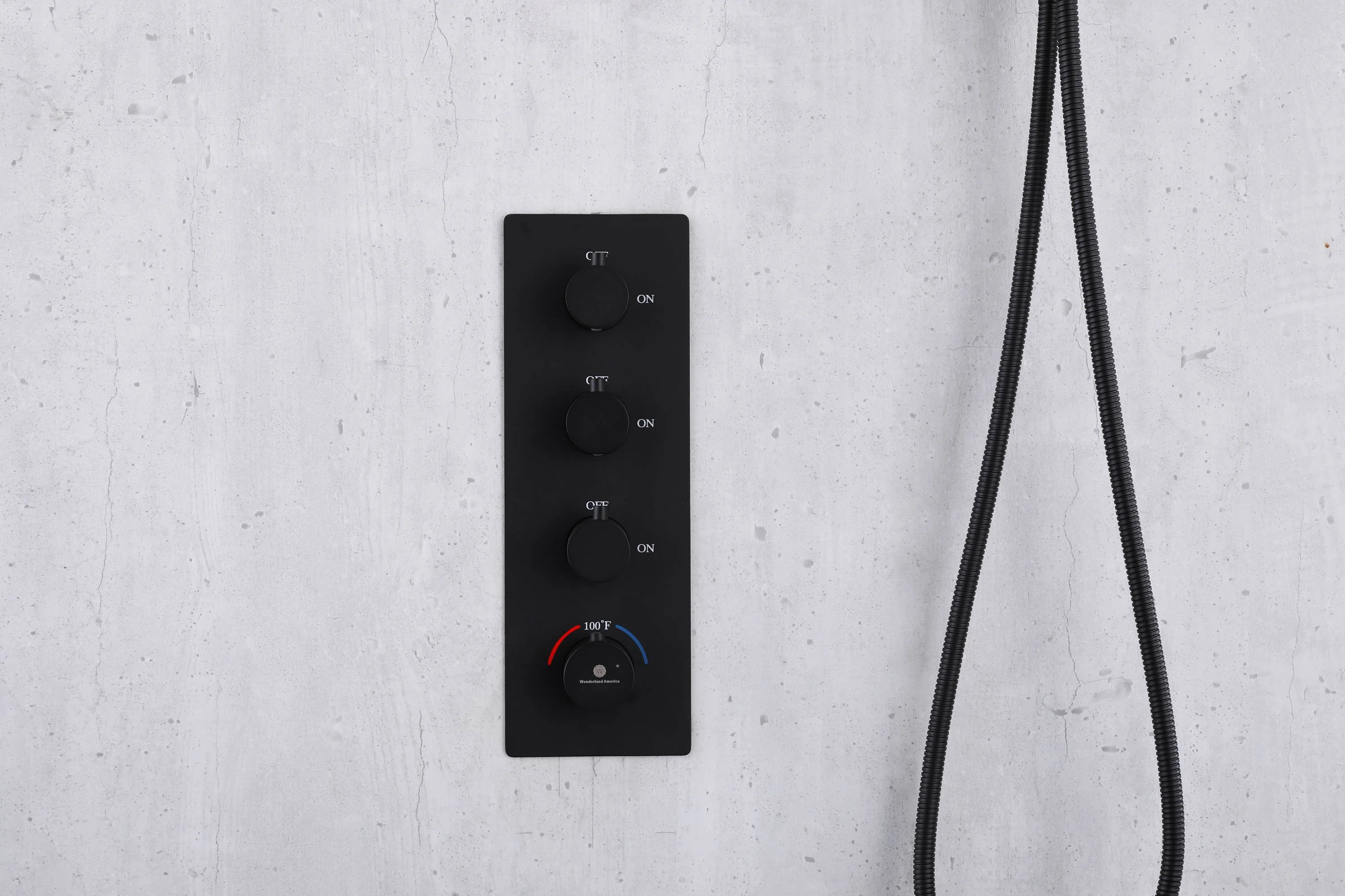 Matte Black wall mount 6'' regular head 3-Way Thermostatic Shower System - With High Pressure body jets - Image 4