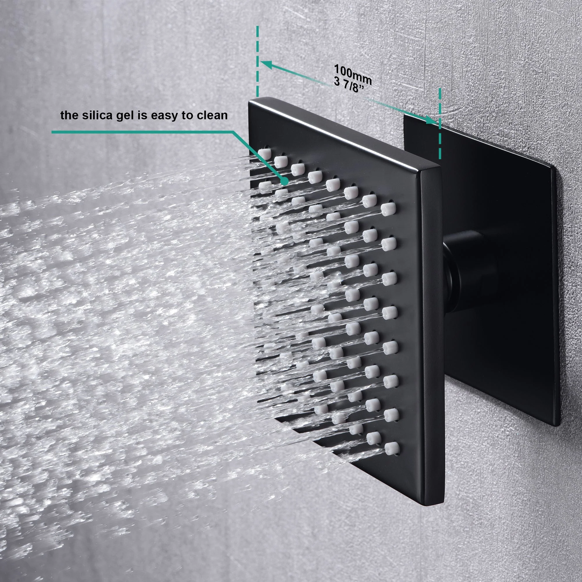 matte black Wall mount 12 inch or 16 inch rain head 3 way digital display thermostatic shower faucet with large body sprayers - Image 8