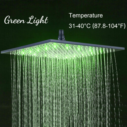 matte black Wall mount 12 inch or 16 inch rain head 3 way digital display thermostatic shower faucet with Regular head - Image 10