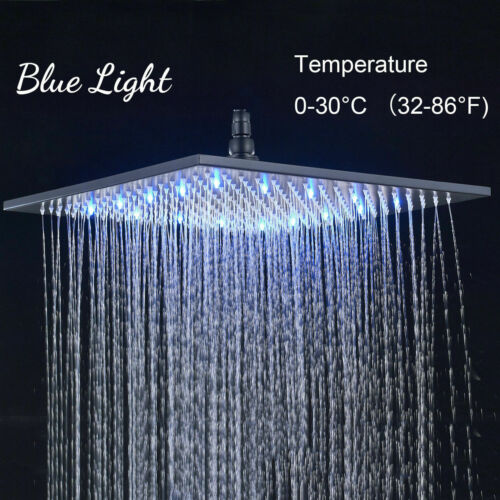 matte black Wall mount 12 inch or 16 inch rain head 3 way digital display thermostatic shower faucet with Regular head - Image 12