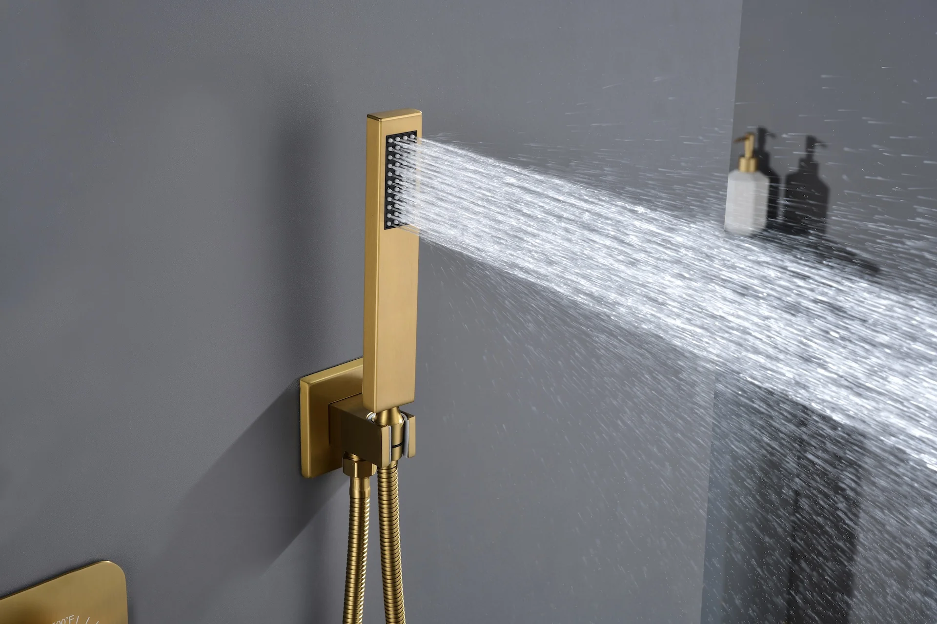Flush Mount 16 x 16 inch or 32 x 8 inch rainfall waterfall 64 LED light Shower Head 3 way Digital Display Shower Faucet - Image 15