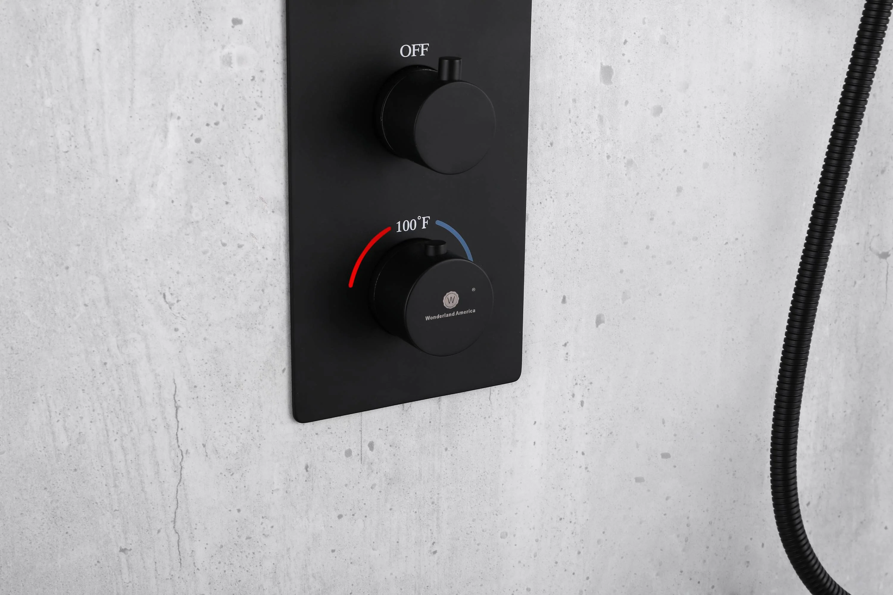 Matte Black wall mounted dual regular shower head 3 way thermostatic shower faucet - Image 7