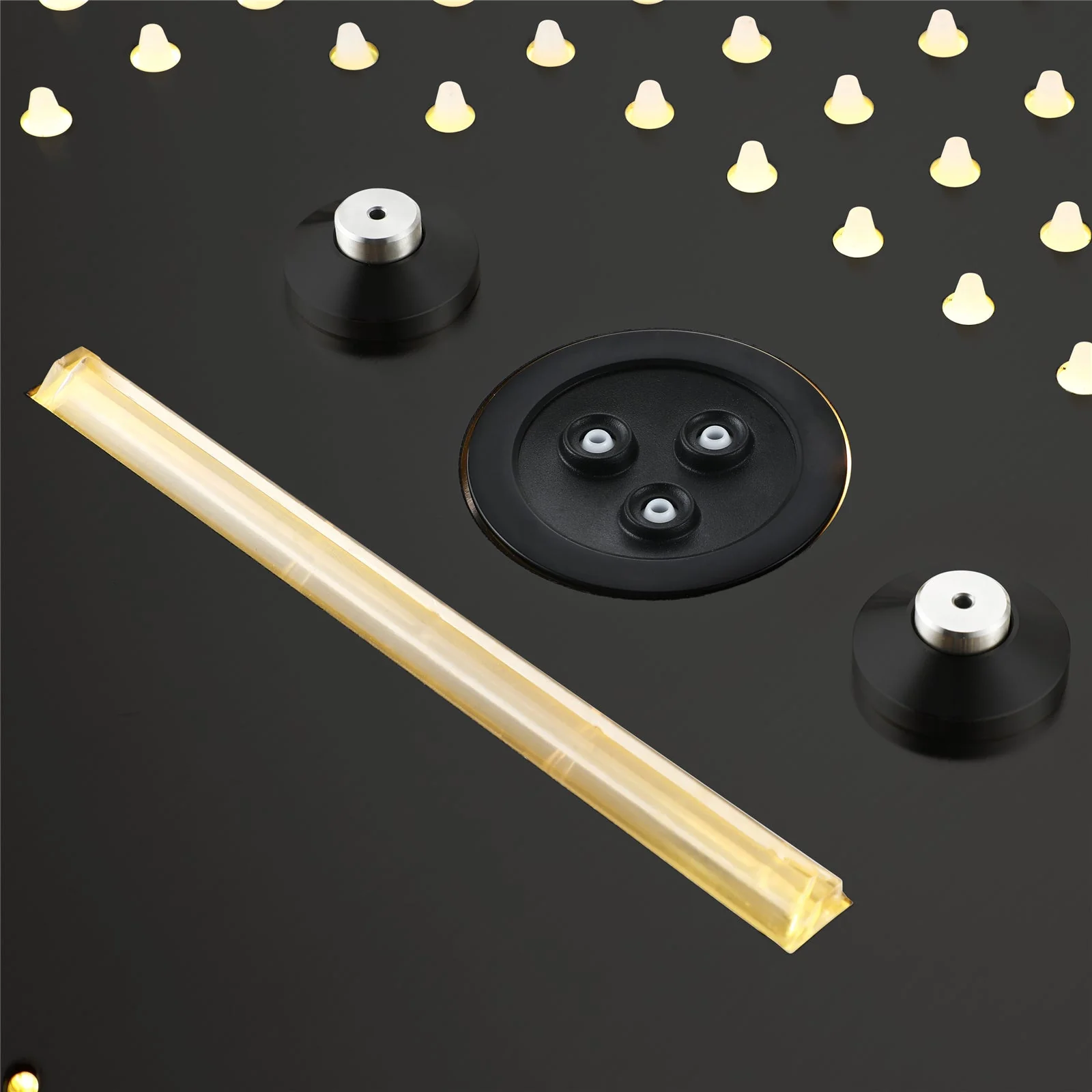 Matte Black 6-Way Digital Display Thermostatic Shower Faucet: Flush-Mounted 16-Inch Head, Rainfall, Waterfall, Mist, Hydro-Water Massage, 64-Color LED Lighting, and Bluetooth Music - Image 10