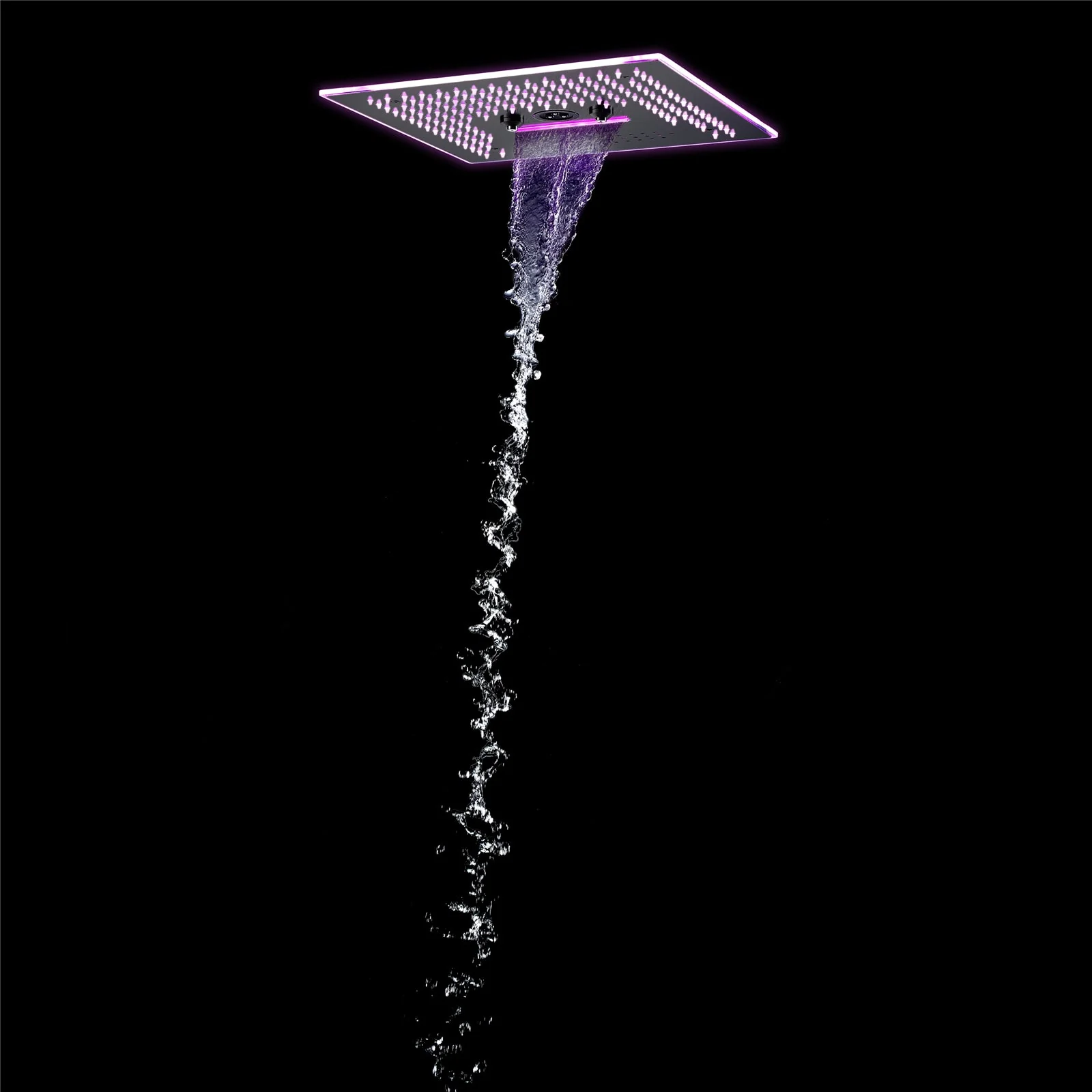 Matte Black 6-Way Digital Display Thermostatic Shower Faucet: Flush-Mounted 16-Inch Head, Rainfall, Waterfall, Mist, Hydro-Water Massage, 64-Color LED Lighting, and Bluetooth Music - Image 14
