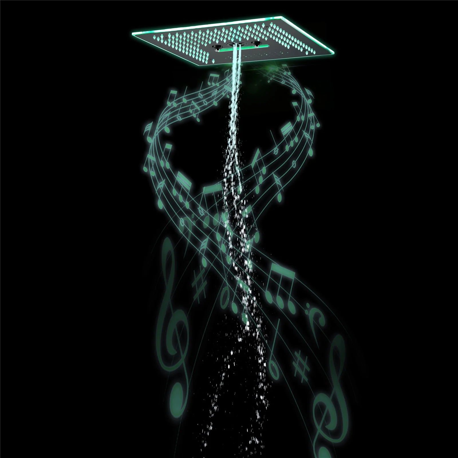 Matte Black 6-Way Digital Display Thermostatic Shower Faucet: Flush-Mounted 16-Inch Head, Rainfall, Waterfall, Mist, Hydro-Water Massage, 64-Color LED Lighting, and Bluetooth Music - Image 3