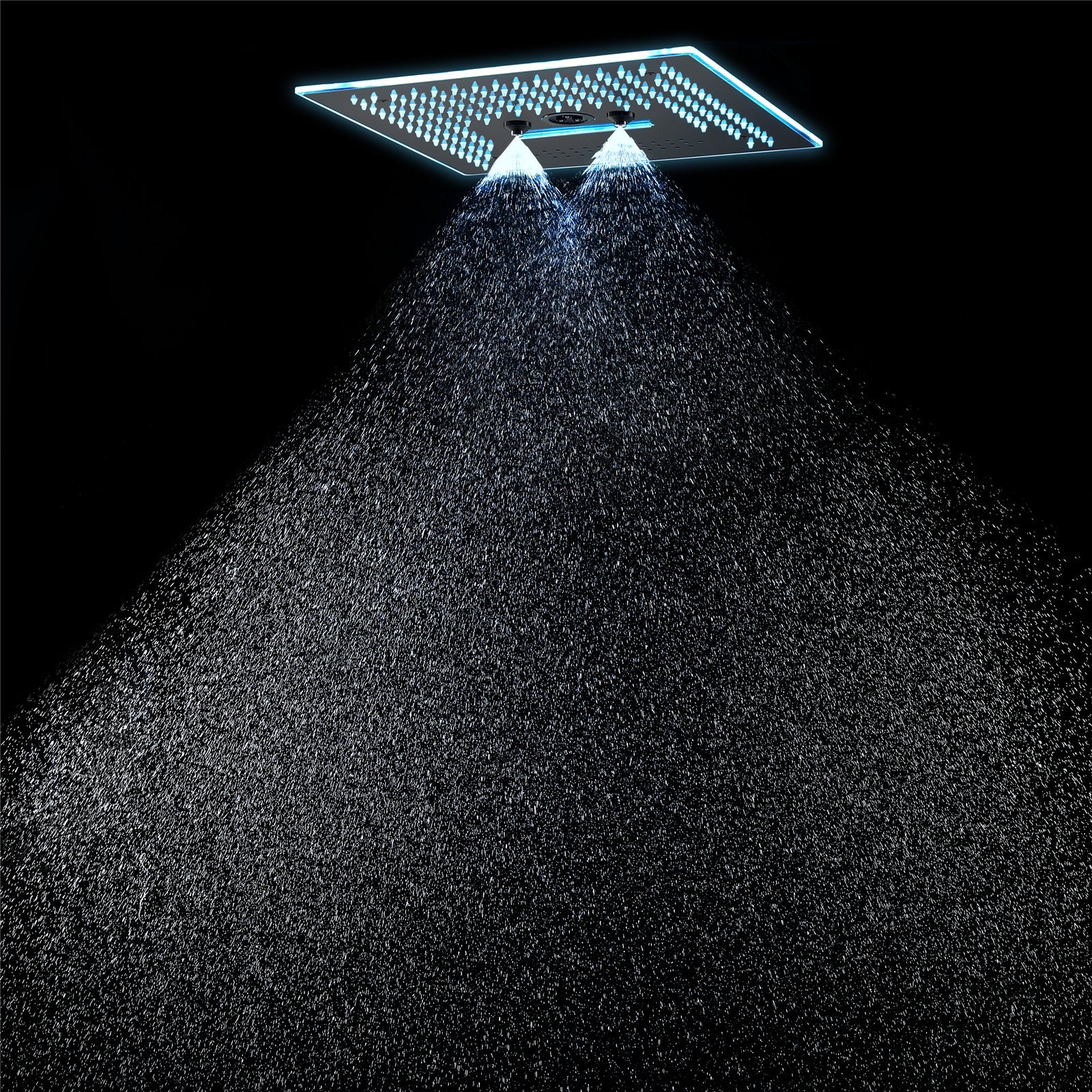 Matte Black 6-Way Digital Display Thermostatic Shower Faucet: Flush-Mounted 16-Inch Head, Rainfall, Waterfall, Mist, Hydro-Water Massage, 64-Color LED Lighting, and Bluetooth Music - Image 5