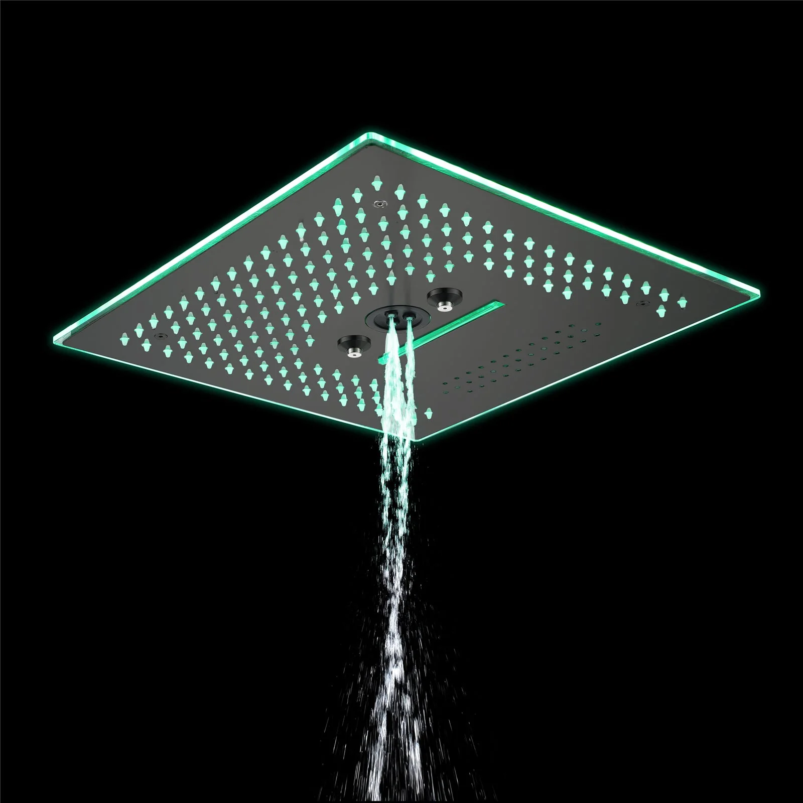 Matte Black 6-Way Digital Display Thermostatic Shower Faucet: Flush-Mounted 16-Inch Head, Rainfall, Waterfall, Mist, Hydro-Water Massage, 64-Color LED Lighting, and Bluetooth Music - Image 6