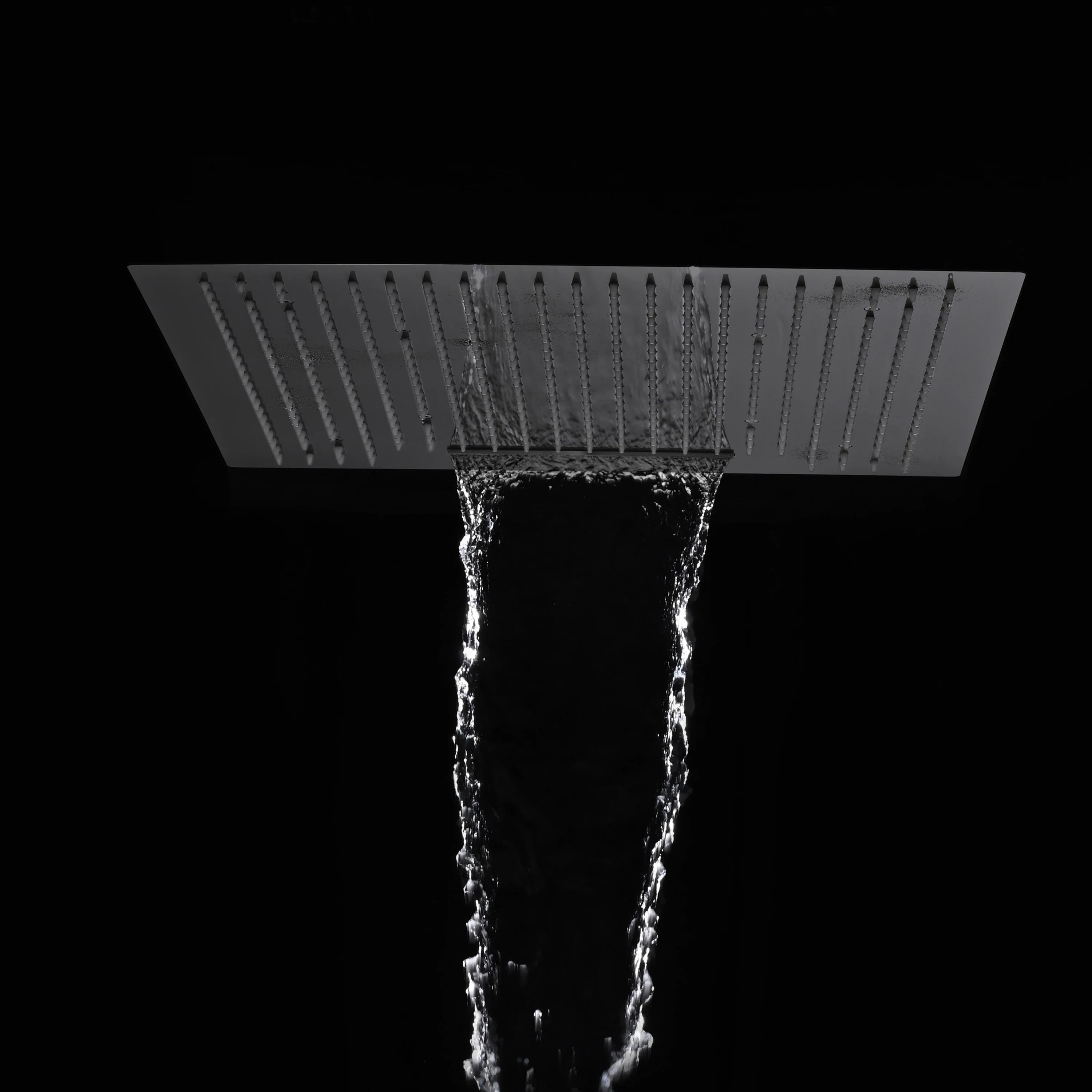 24 inch flush mount rainfall waterfall shower head  3 way thermostatic shower faucet with handle wand - Image 16