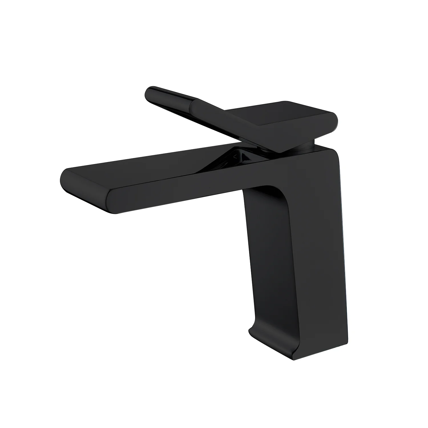 matte black waterfall single handle bathroom sink faucet with pop up overflow brass drain - Image 5
