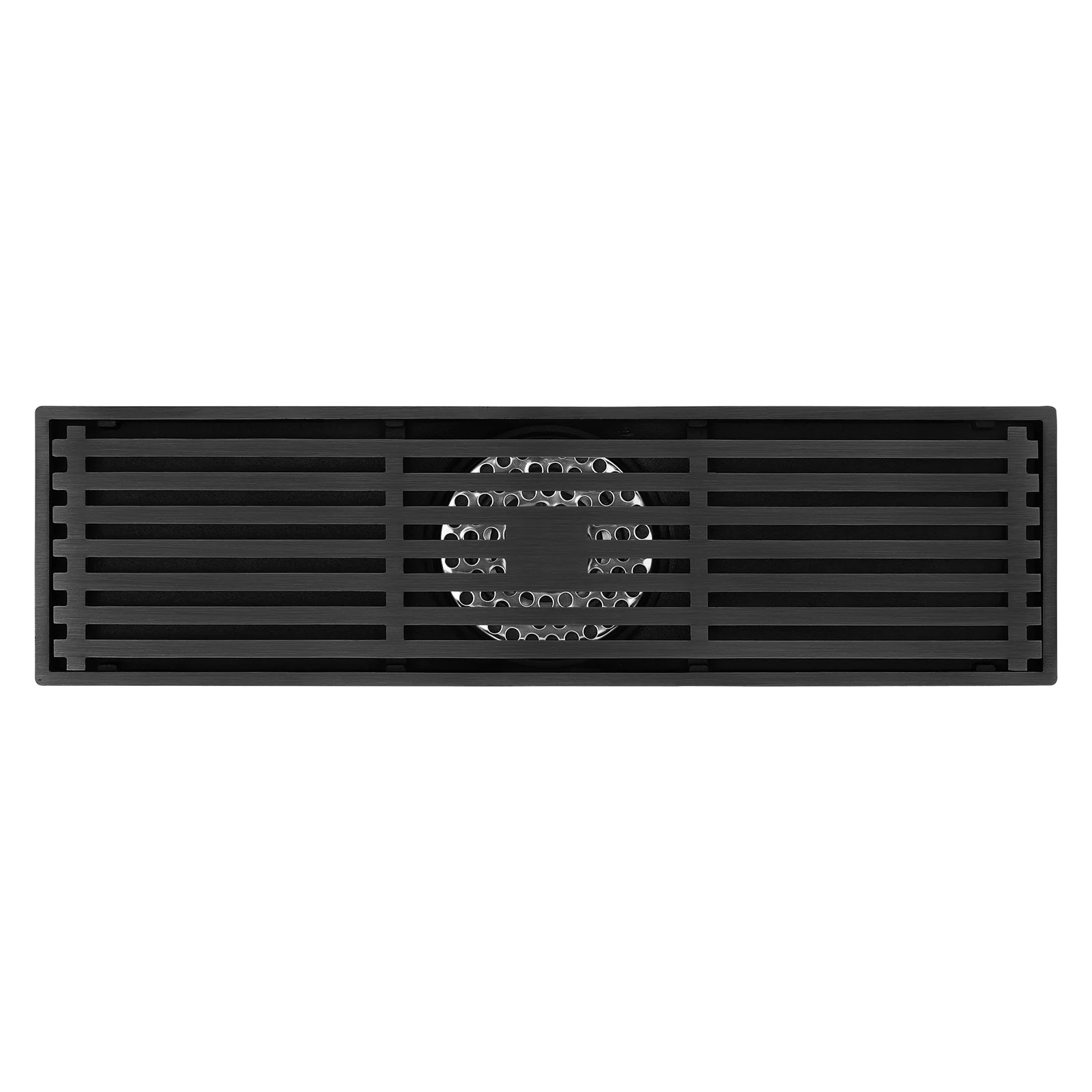 12-Inch Matte Black Rectangular Floor Drain - Square Hole Pattern Cover Grate - Removable - Includes Accessories - Image 4