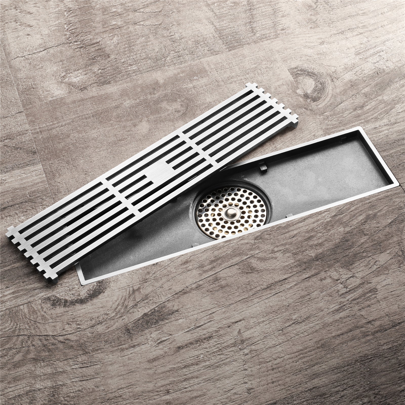 12-Inch Matte Black Rectangular Floor Drain - Square Hole Pattern Cover Grate - Removable - Includes Accessories - Image 8