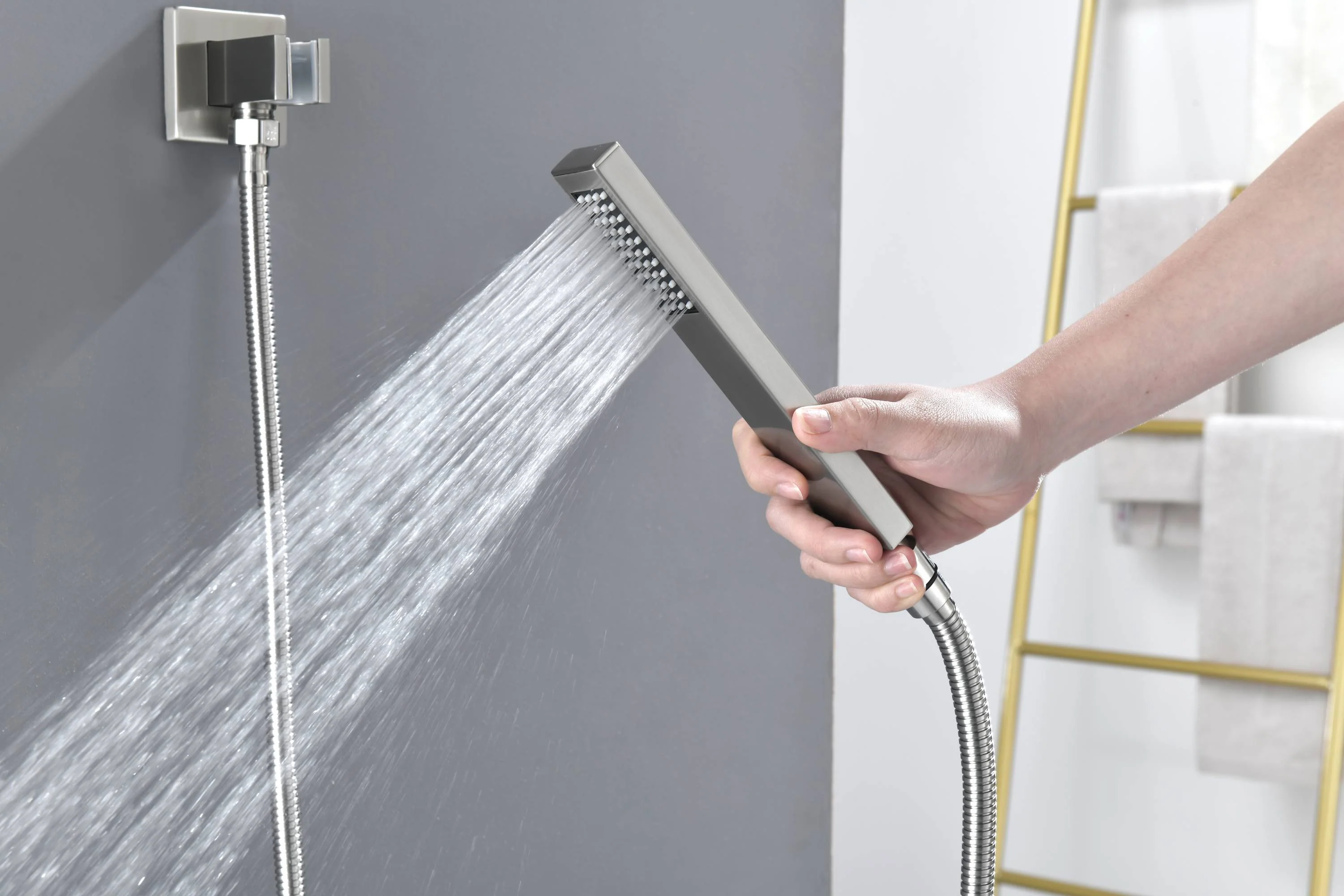 Matte Black or Brushed Gold or Brushed Nickel 16 x 8 inch rainfall Flush mount  Shower Head 3-Way Thermostatic Shower Faucet with 6'' regular head - Image 11