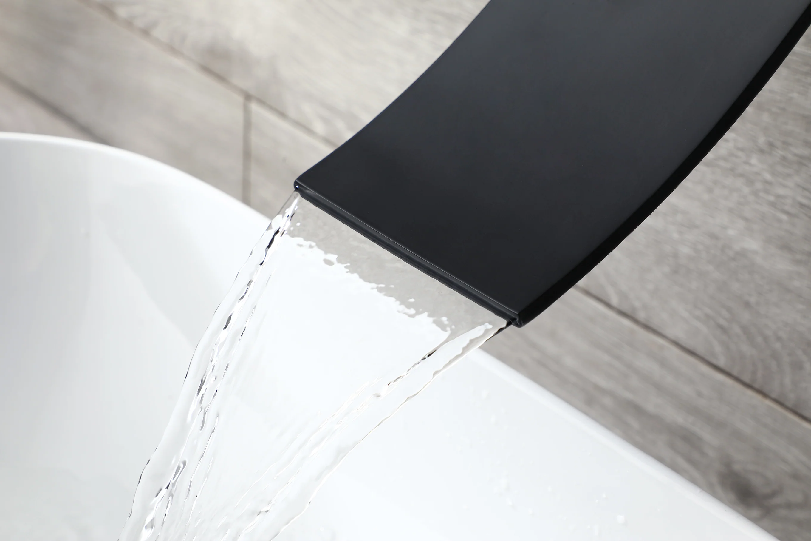 Matte Black Wall Mount Waterfall Bathroom Sink Faucet with Overflow Brass Pop-Up Drain - Image 8