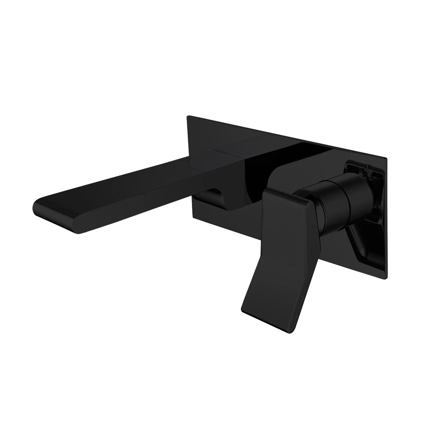 matte black waterfall wall mount single handle bathroom  sink faucet with overflow brass pop up drain - Image 4
