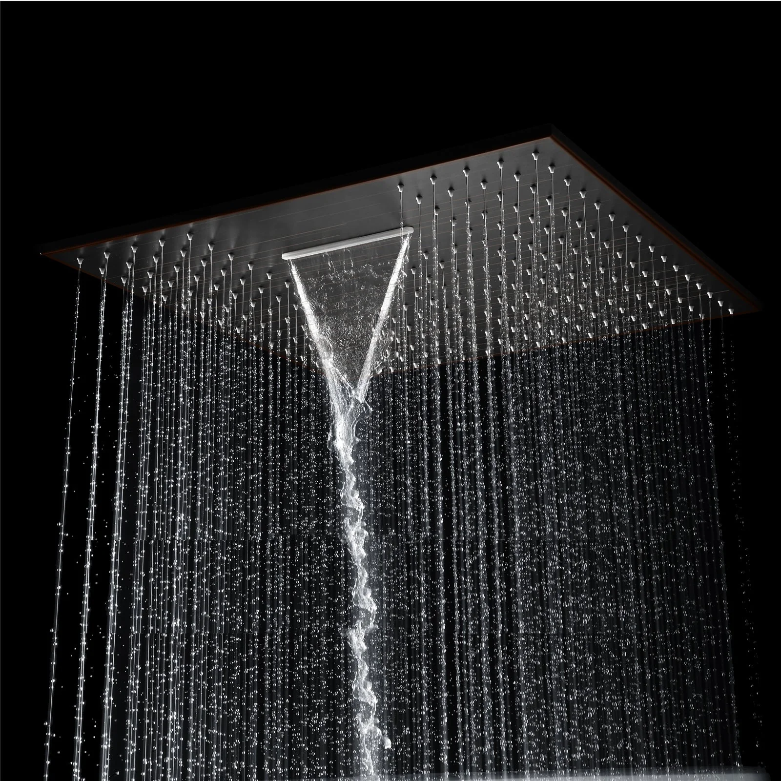 Oil Rubbed Bronze Ceiling Mount 20-Inch Rainfall Waterfall Shower Head with 4-Way Thermostatic System with second 20-Inch Rainfall Shower Head - Image 4