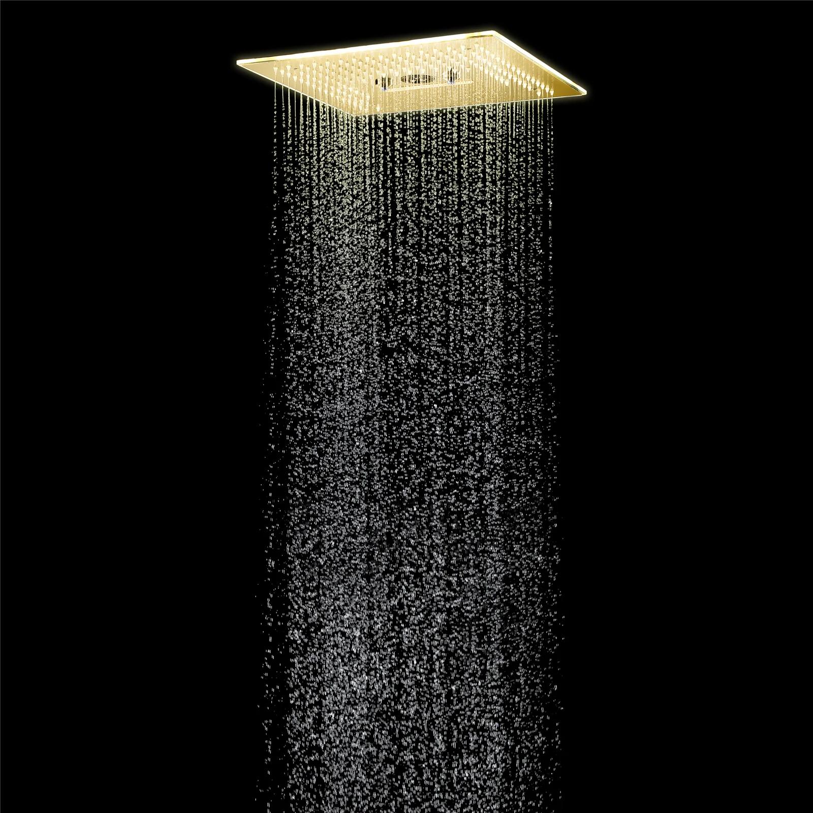 16-Inch Polished Gold Flush Mount Shower Faucet Set: 6-Way Thermostatic Control, 64-Color LED, Bluetooth Music, Rainfall-Waterfall-Mist Functions, Rotating Hydro Jet, and Regular Head - Image 13