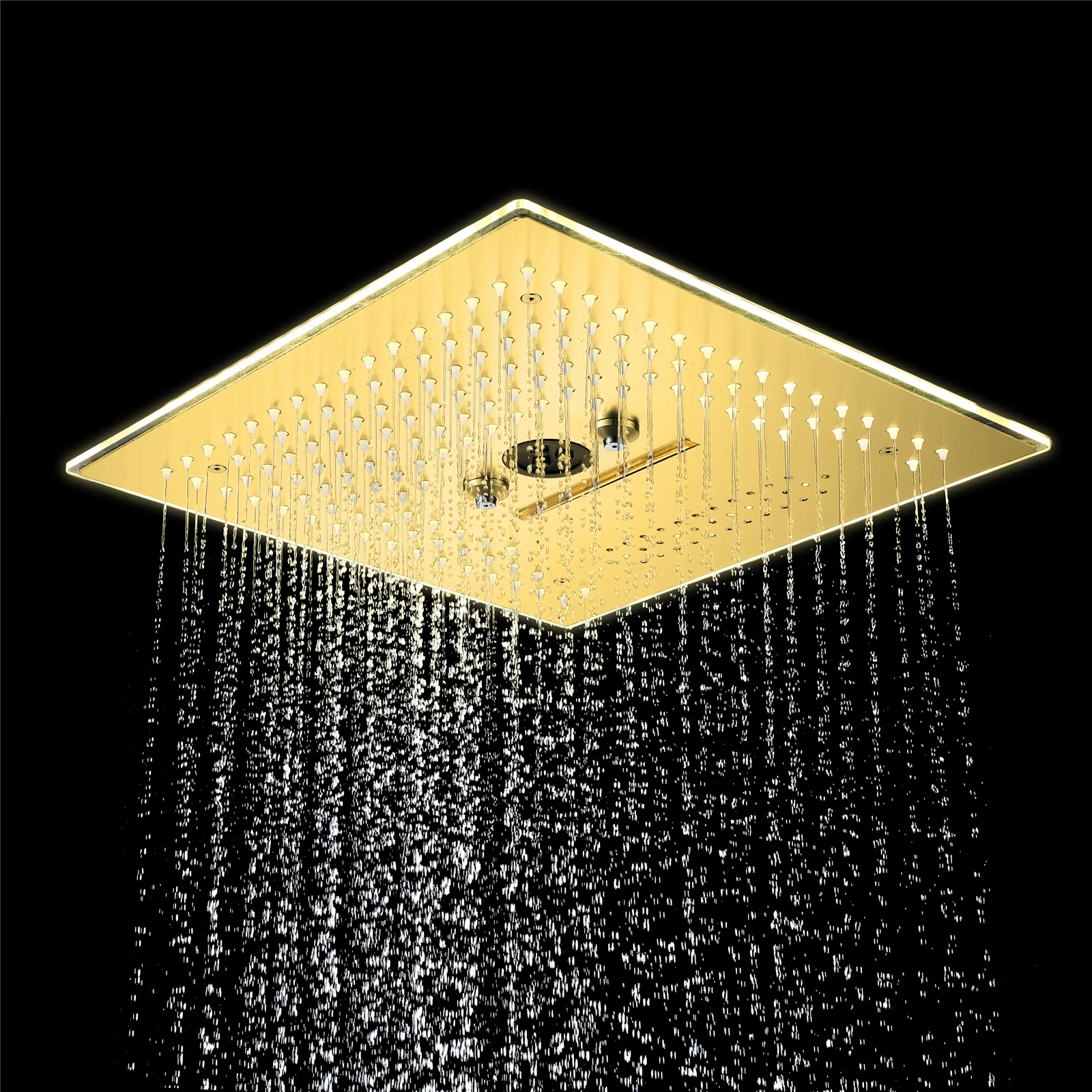 16-Inch Polished Gold Flush Mount Shower Faucet Set: 6-Way Thermostatic Control, 64-Color LED, Bluetooth Music, Rainfall-Waterfall-Mist Functions, Rotating Hydro Jet, and Regular Head - Image 14