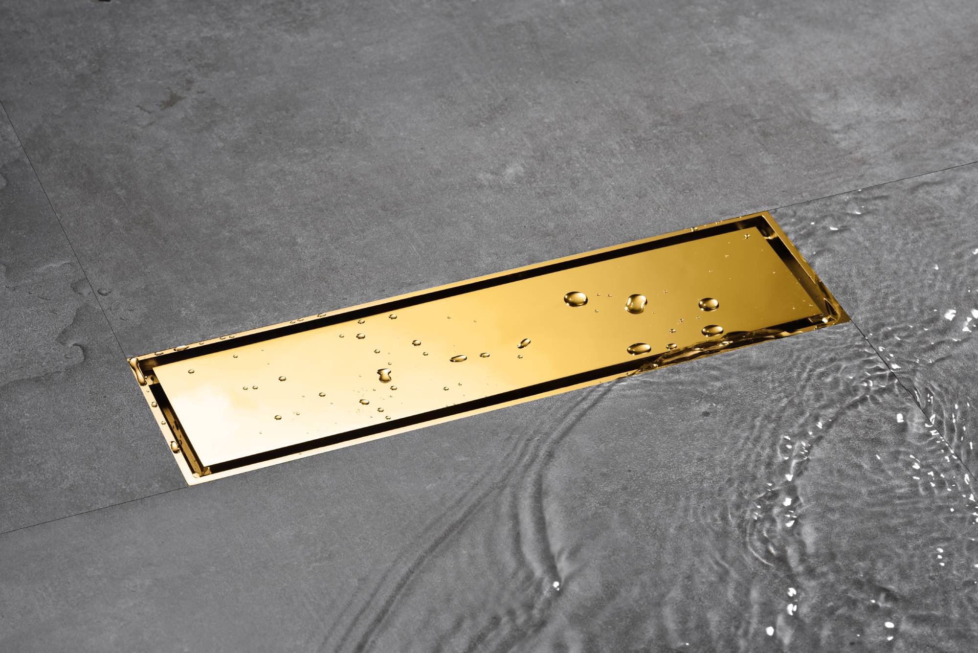 Polished Gold brass 11.8-inch brass Shower Floor Drain with Removable Strainer Cover and Square Anti-clogging - Image 2