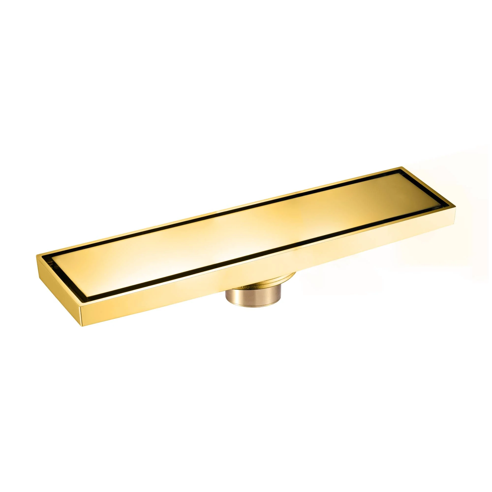 Polished Gold brass 11.8-inch brass Shower Floor Drain with Removable Strainer Cover and Square Anti-clogging - Image 3