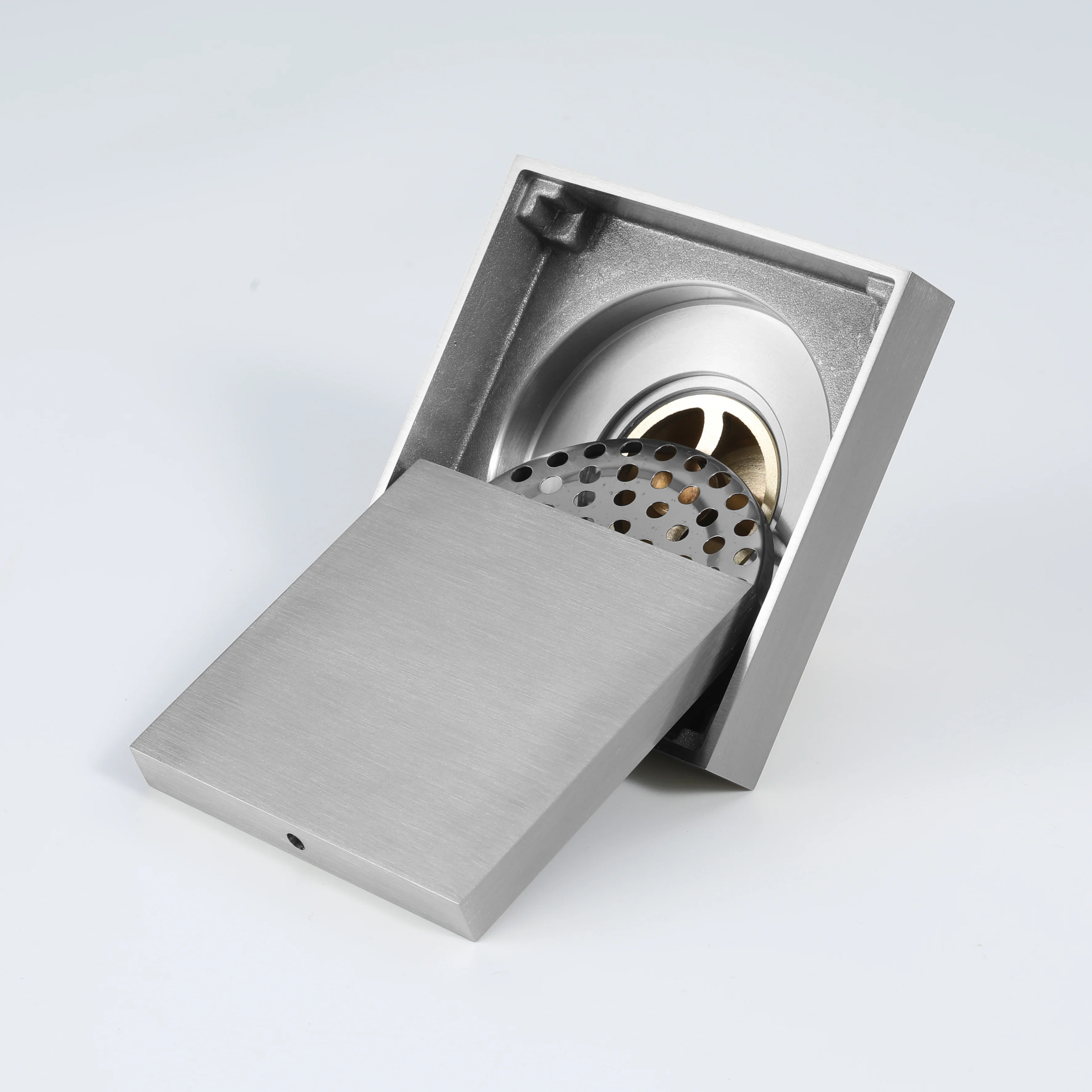 Brushed Nickel brass floor drain 4x4inch - Image 4