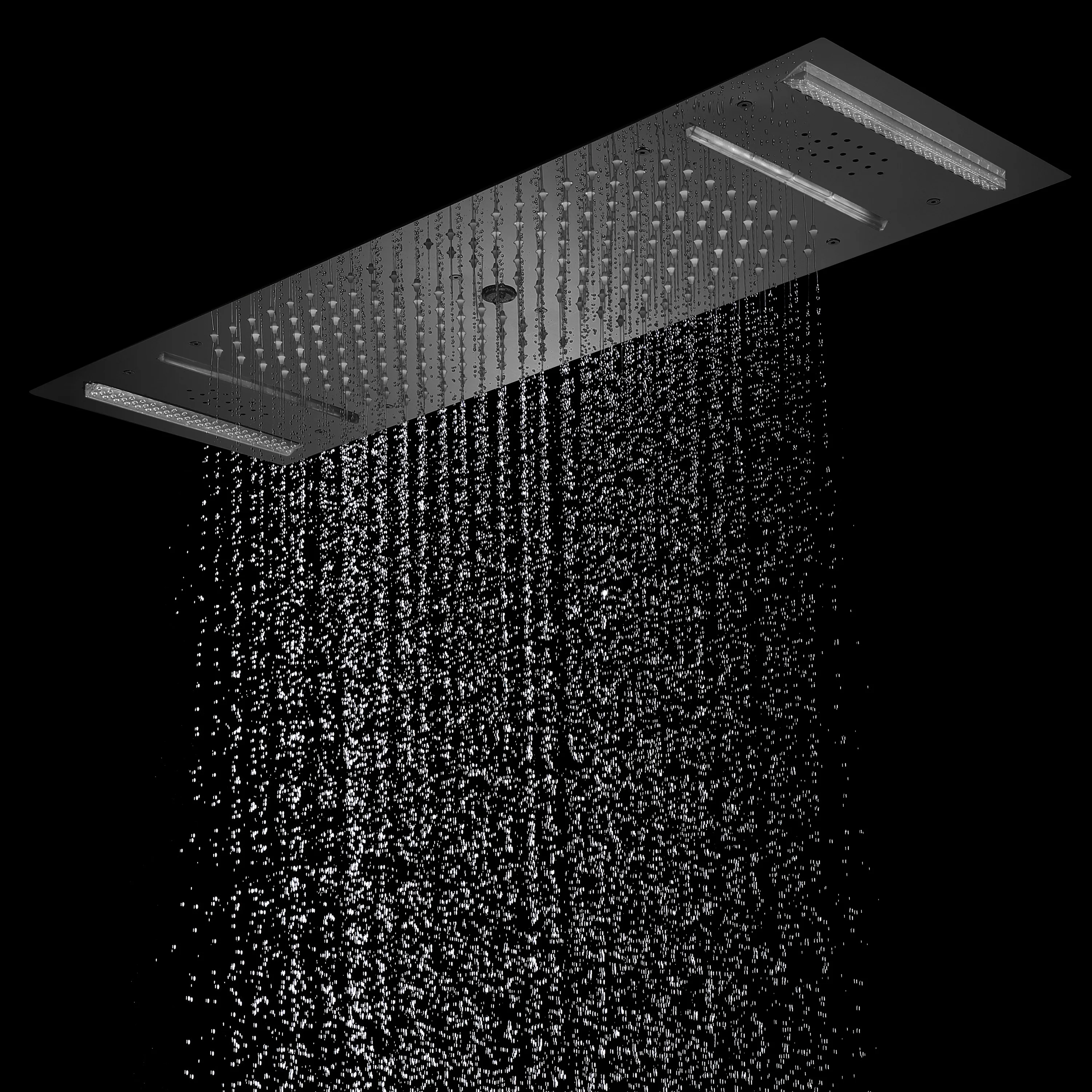 Brushed Nickel or brushed gold or matte black 36-Inch Rainfall Waterfall Water Column 4 functions Shower Head with Bluetooth Music and 64 LED Lights - Image 15