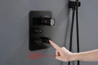 12-Inch Non-LED Light Ceiling Mounted Oil Rubbed Bronze 3-Way Thermostatic Shower Faucet System with Wall Mount 12-Inch Rainfall Shower Head - Image 6