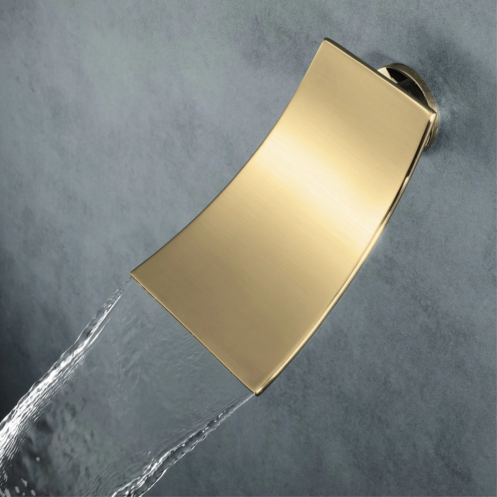 wall  mount regular head  Brushed gold 3 way Thermostatic Shower valve system with tub spout that each function run all together and separately - Image 27