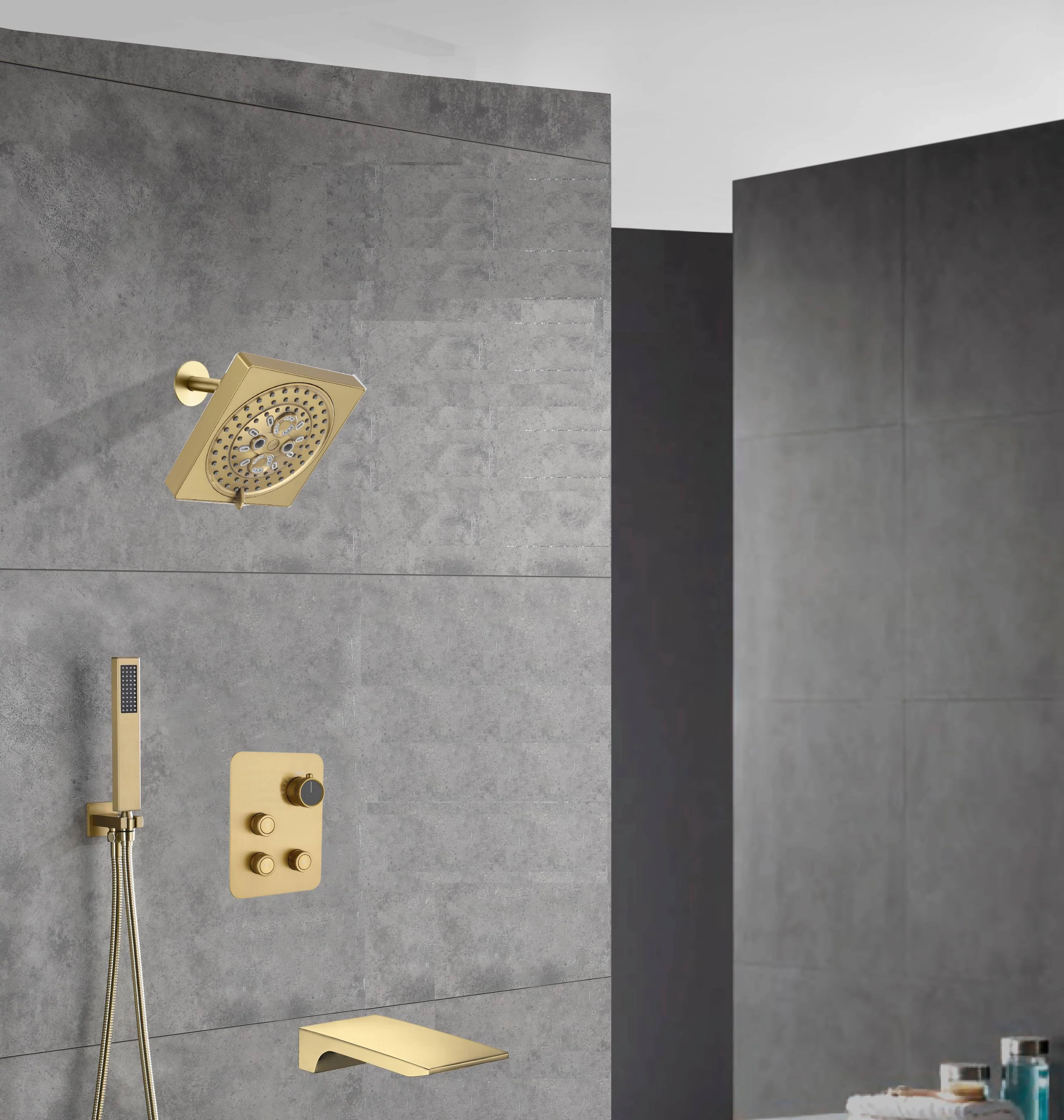 12-inch Or 16-inch Or 6'' Wall-Mount Brushed Gold 3-Way Thermostatic Shower Valve System: Versatile Functionality and Stunning Design - Image 7