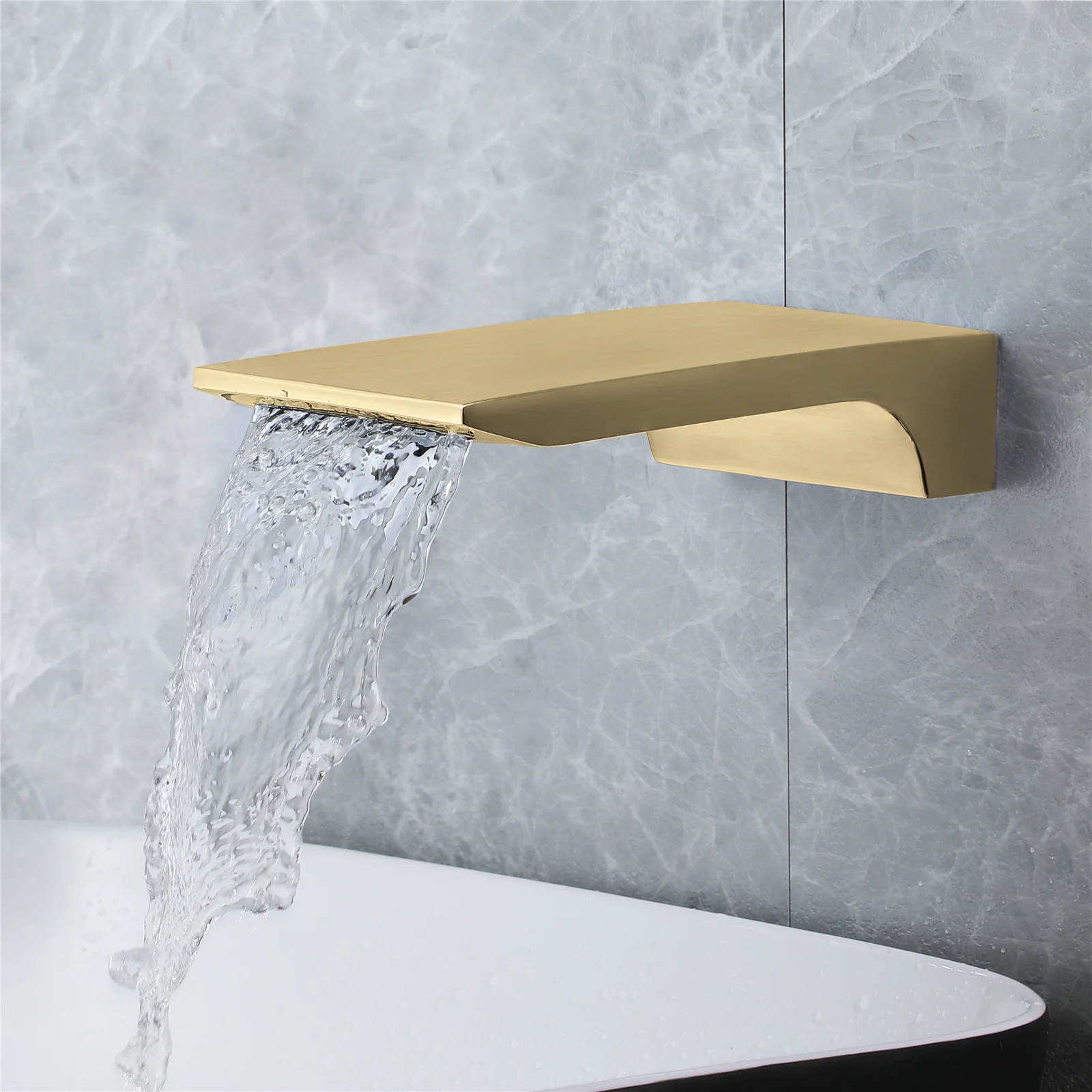 Waterfall Wall-mount pressure balance Bath Tub Filler Faucet Brushed Gold - Image 8