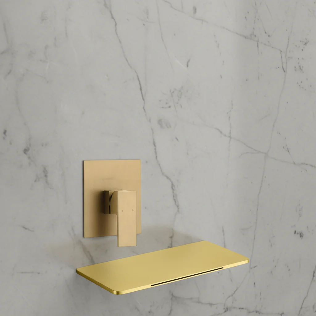 Waterfall Wall-mount pressure balance Bath Tub Filler Faucet Brushed Gold - Image 9