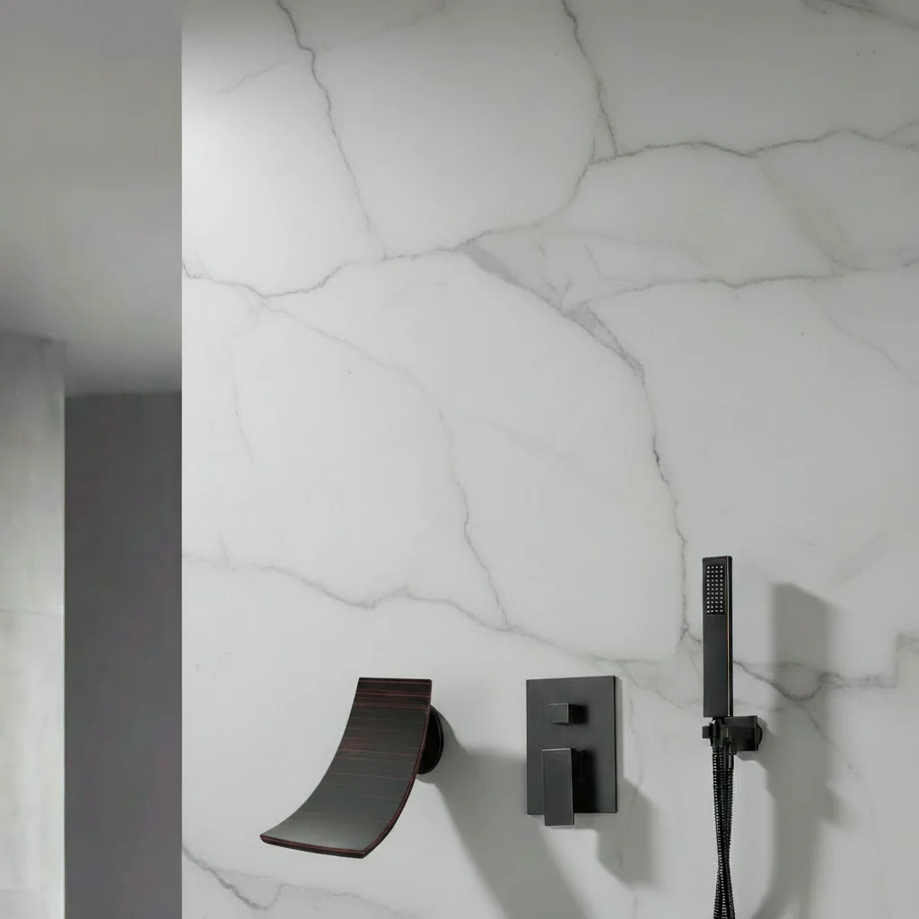 Waterfall Wall-mount Bath Tub Filler Faucet with Handheld Shower Oil Rubbered bronze or Matte Black or Chrome Or Brushed Nickel - Image 2