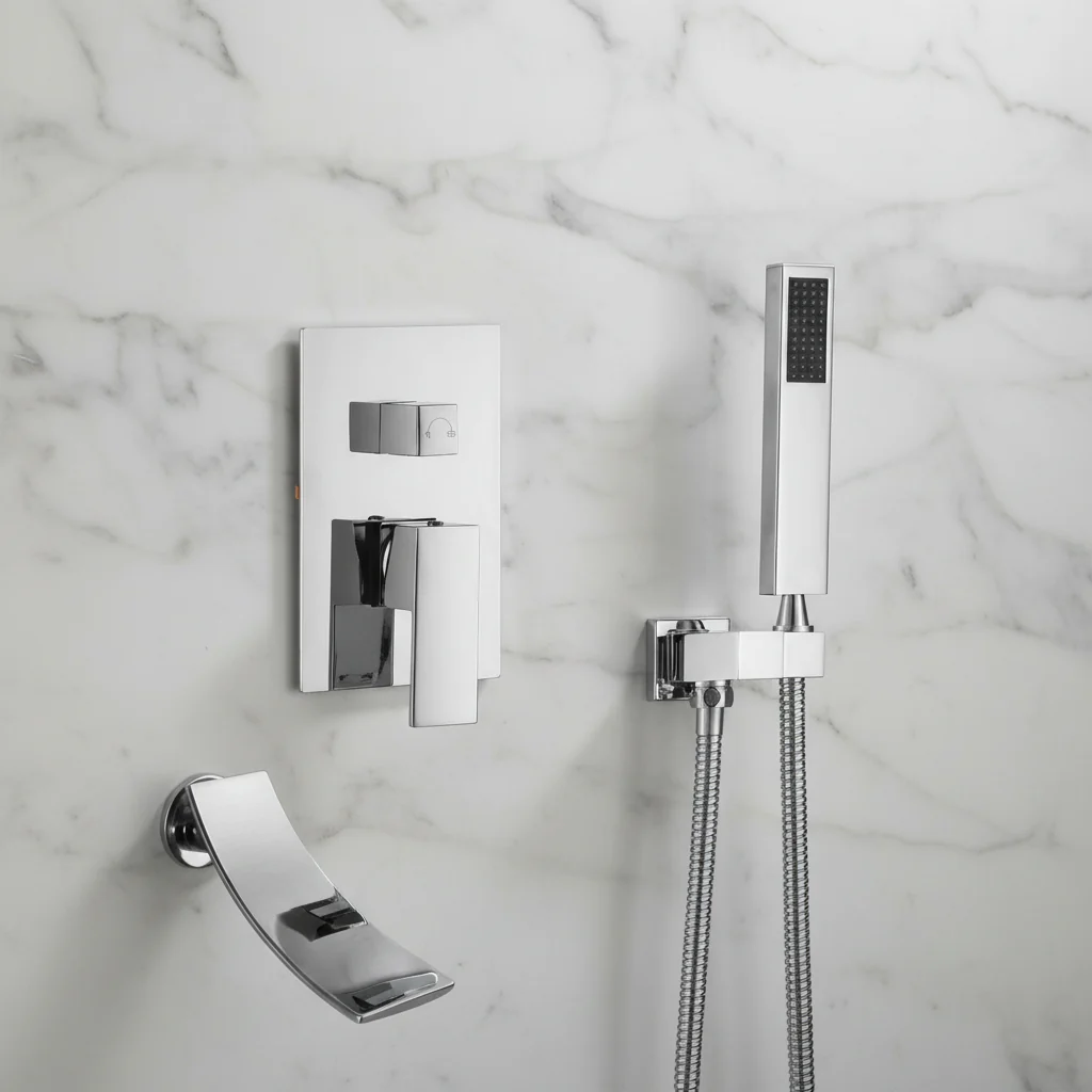 Waterfall Wall-mount Bath Tub Filler Faucet with Handheld Shower Oil Rubbered bronze or Matte Black or Chrome Or Brushed Nickel - Image 3