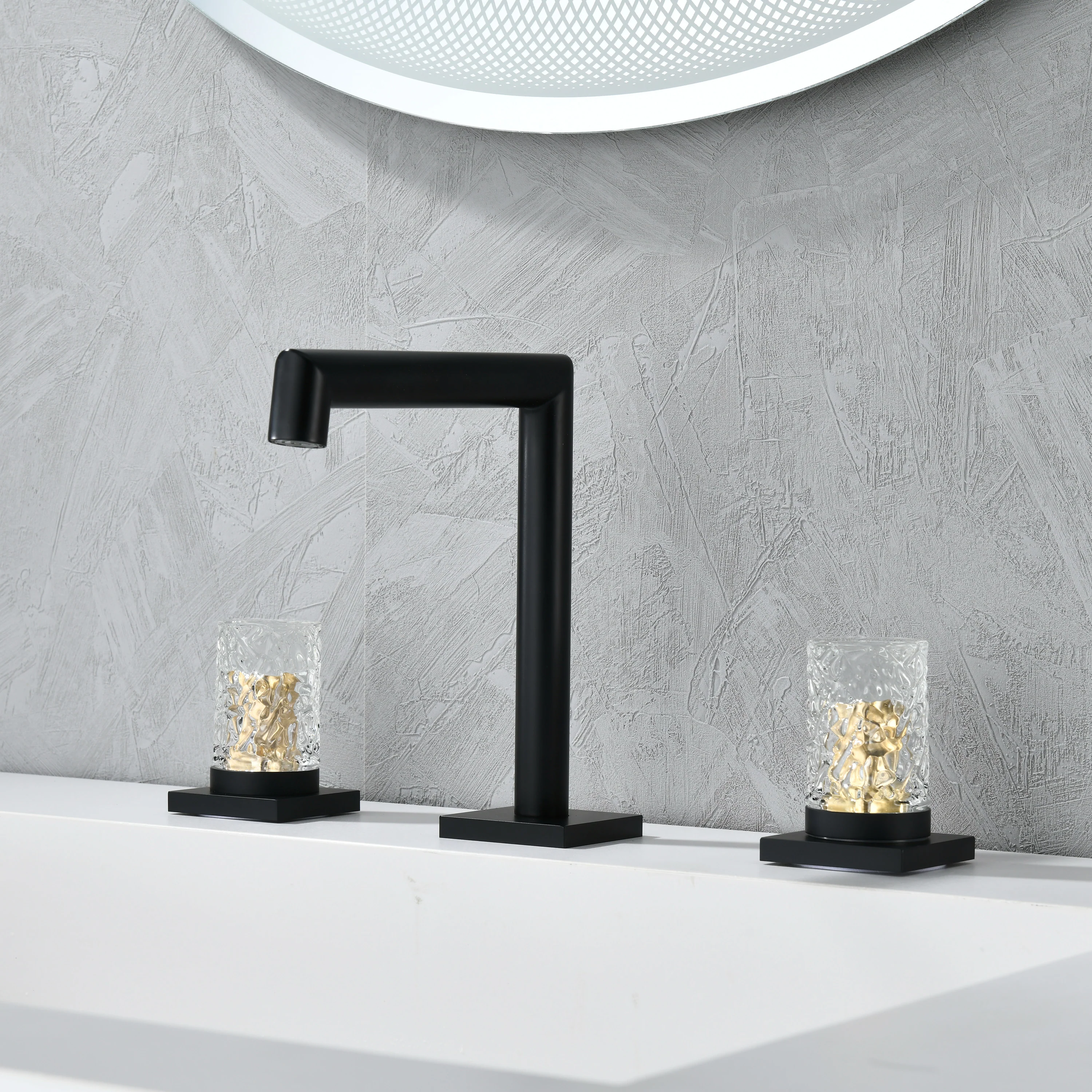 Crystal handle 3-hole deck-mount sink faucet, include a pop-up drain with overflow - Image 14