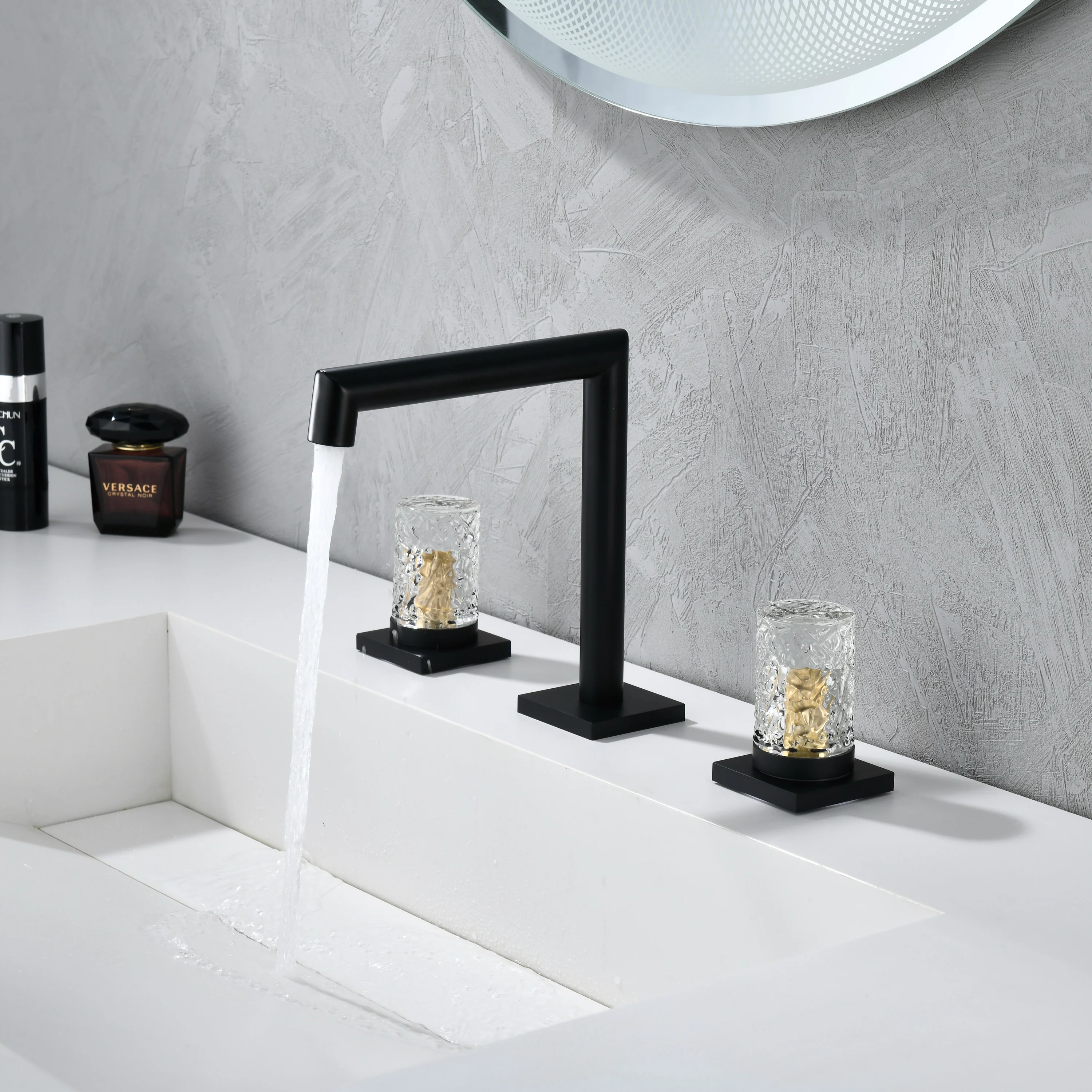 Crystal handle 3-hole deck-mount sink faucet, include a pop-up drain with overflow - Image 15