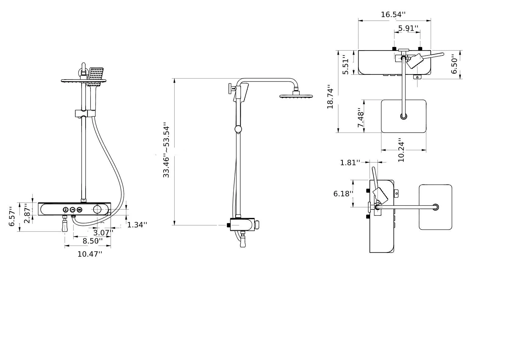 Digital Brushed Gold or Polished gold Wall-Mounted Rain Shower and Bathtub Mixer with Handheld Shower - Image 13