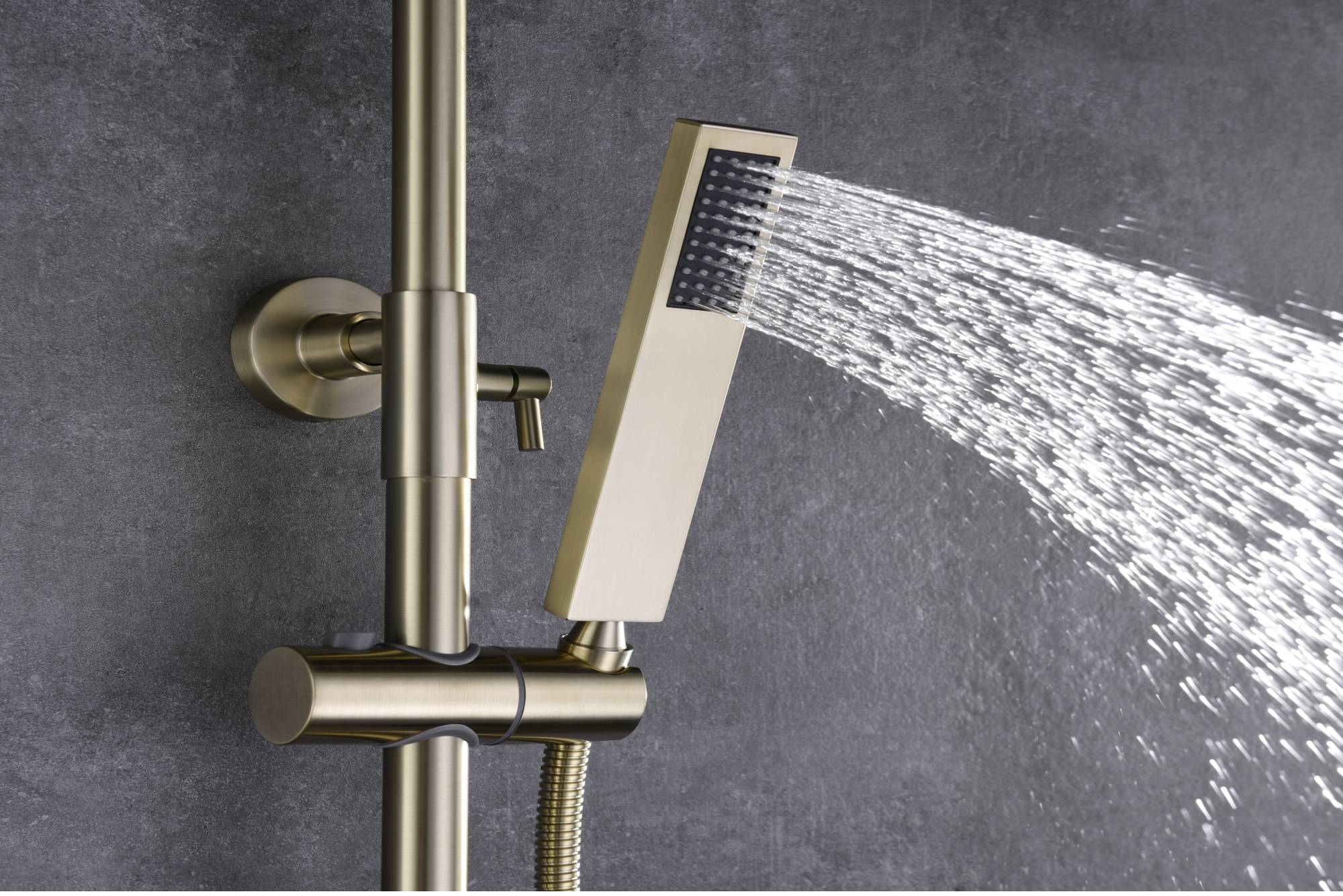 Digital Brushed Gold or Polished gold Wall-Mounted Rain Shower and Bathtub Mixer with Handheld Shower - Image 6