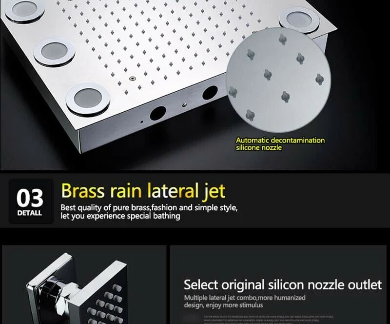 Flush in 20" LED Rainfall Shower Heads Sets Bathroom Thermostatic Valve Faucet Bath Mixer - Image 6