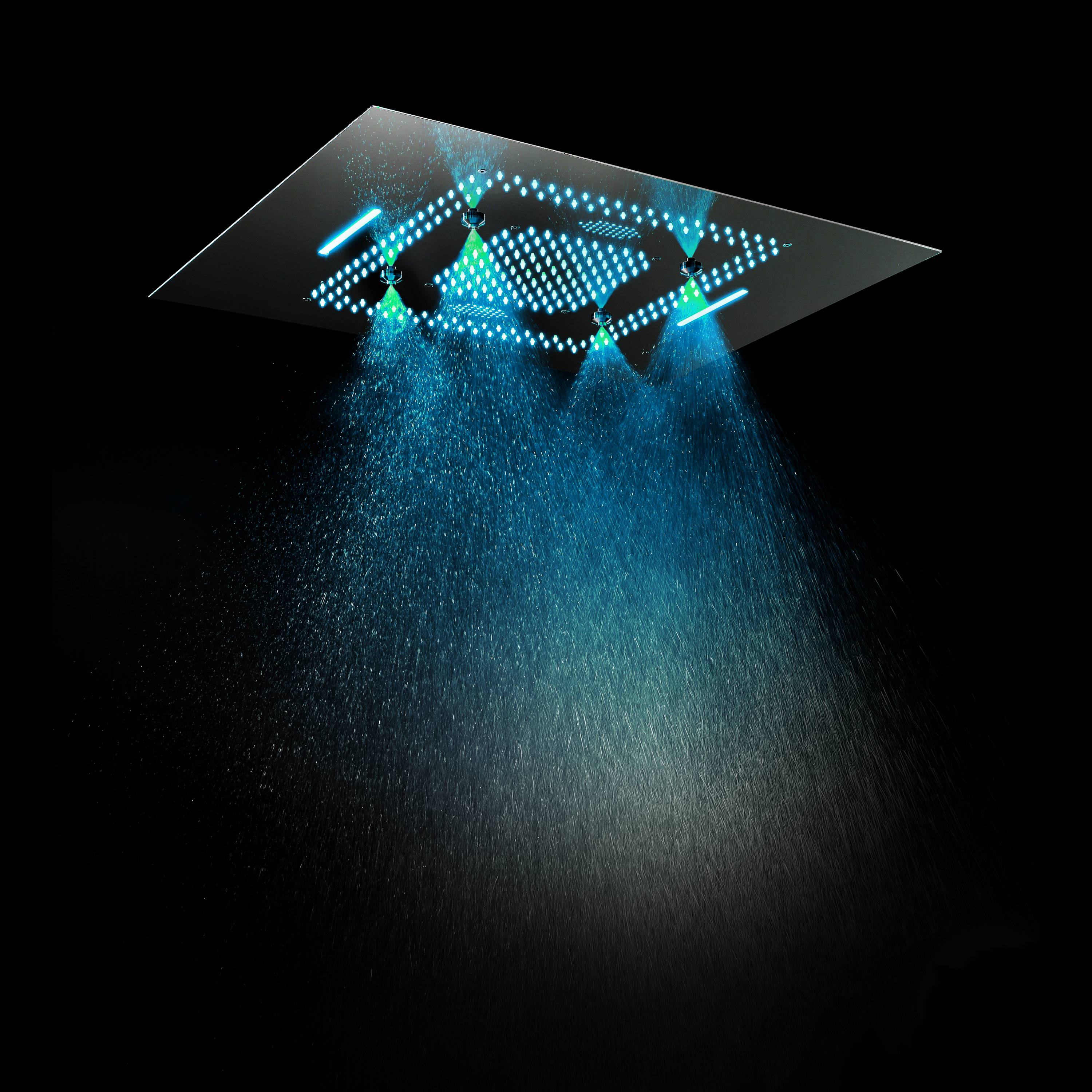 Matte Black 31" LED Rainfall Shower Head with Faucet, Massage Jets & Thermostatic Valve - Image 3