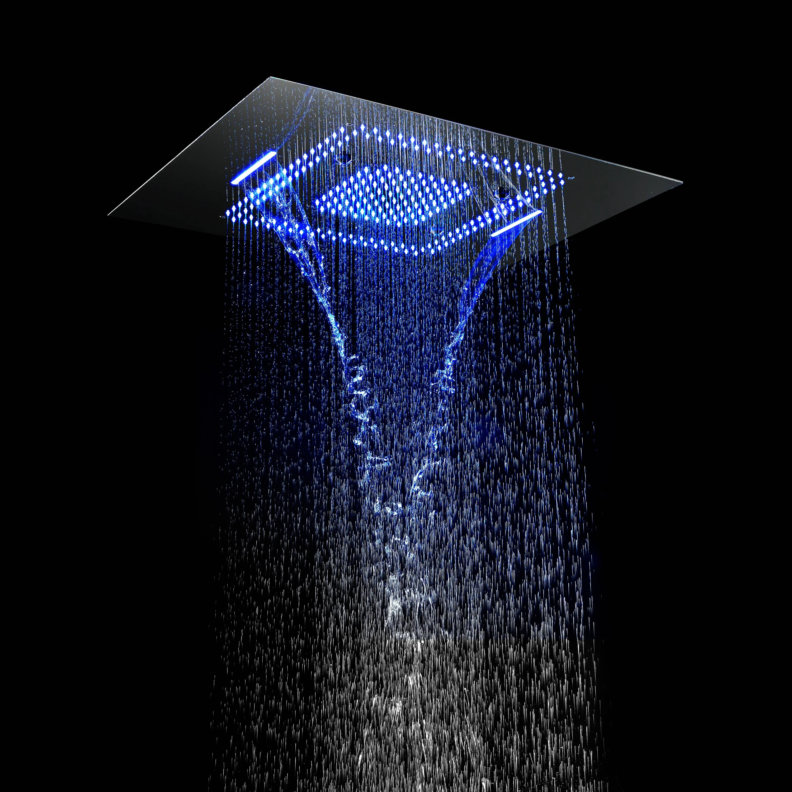 Matte Black 31" LED Rainfall Shower Head with Faucet, Massage Jets & Thermostatic Valve - Image 5