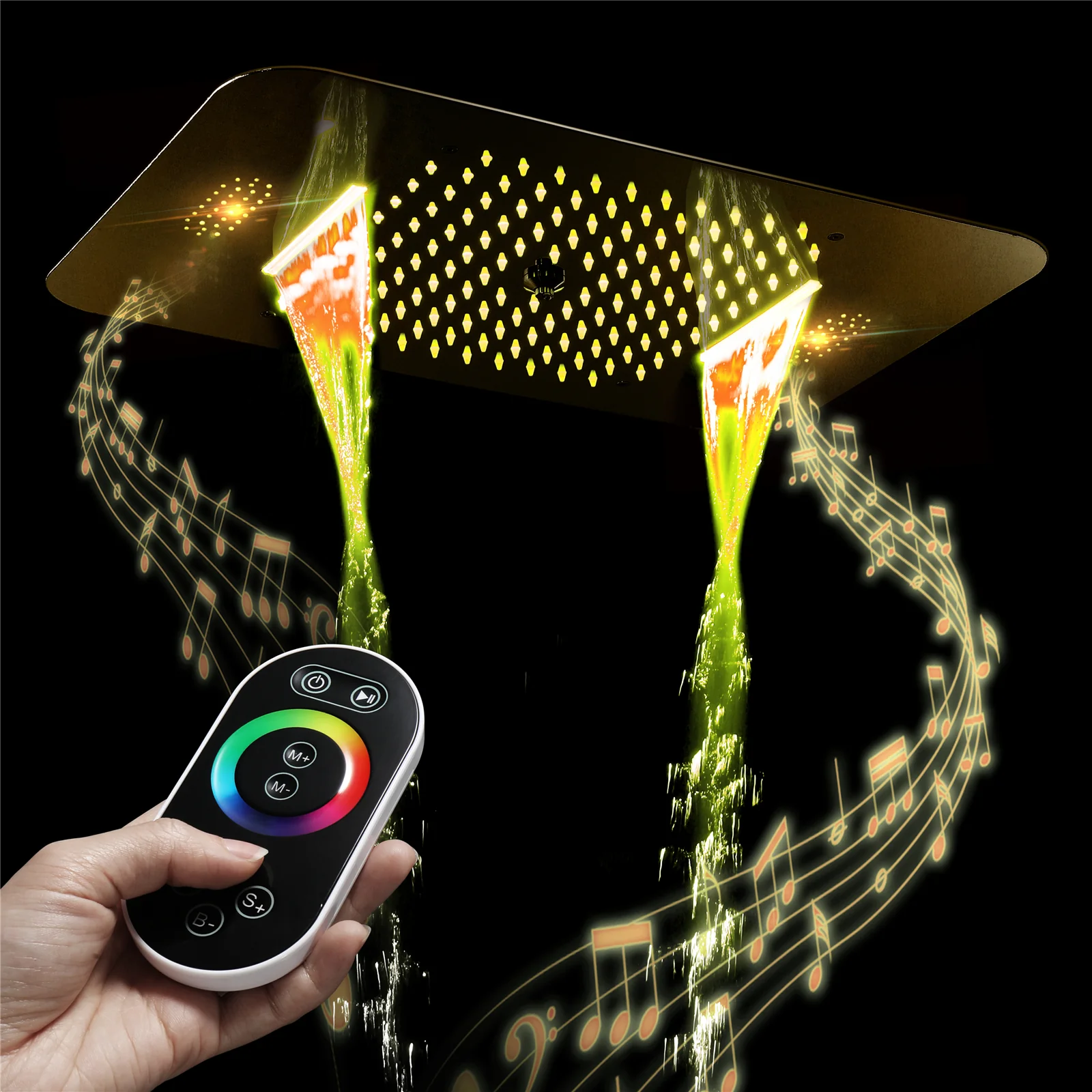 23'' X 15'' Flush-mount 64 LED Shower Head rainfall waterfall mist 3 functions - Image 10