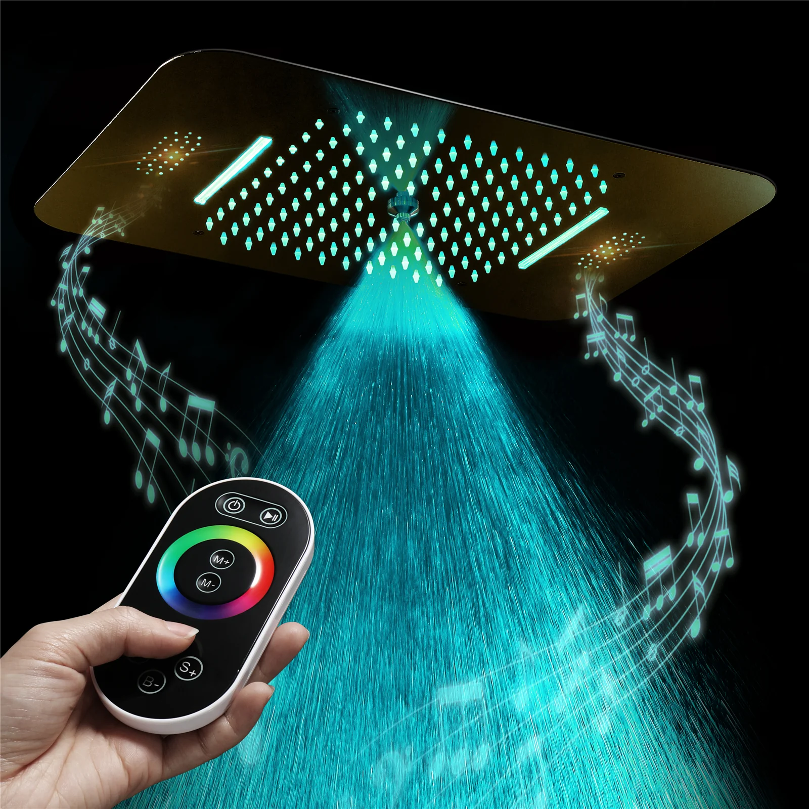 23'' X 15'' Flush-mount 64 LED Shower Head rainfall waterfall mist 3 functions - Image 11